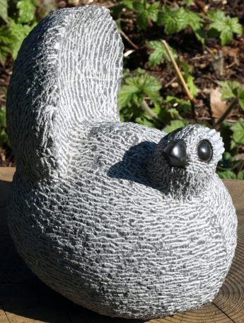 Unusual stone sculpture of a bird 'Fantail' by Royal Katiyo Zimbabwe Sculpture