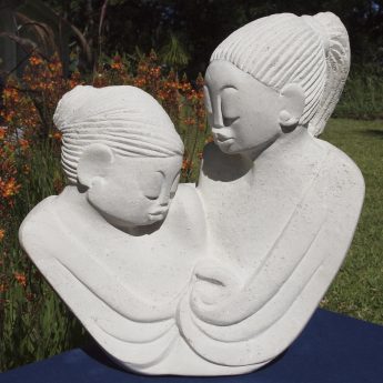 Stone Shona sculpture Mother's Care by well-known Zimbabwean artist Jonathan Mhondorohuma