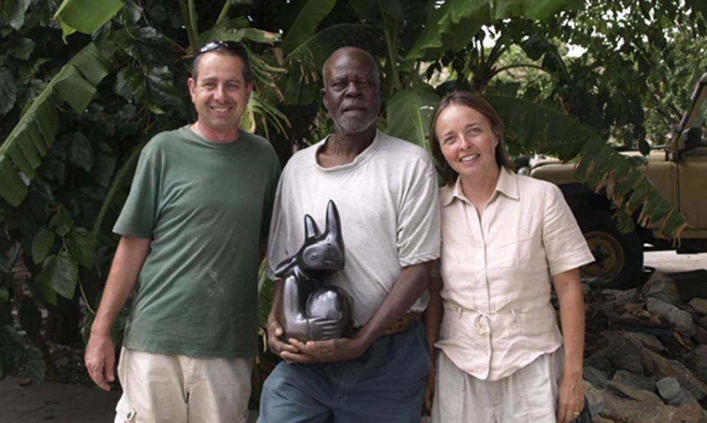 Artist Sylvester Mubayi with Tim and Emma