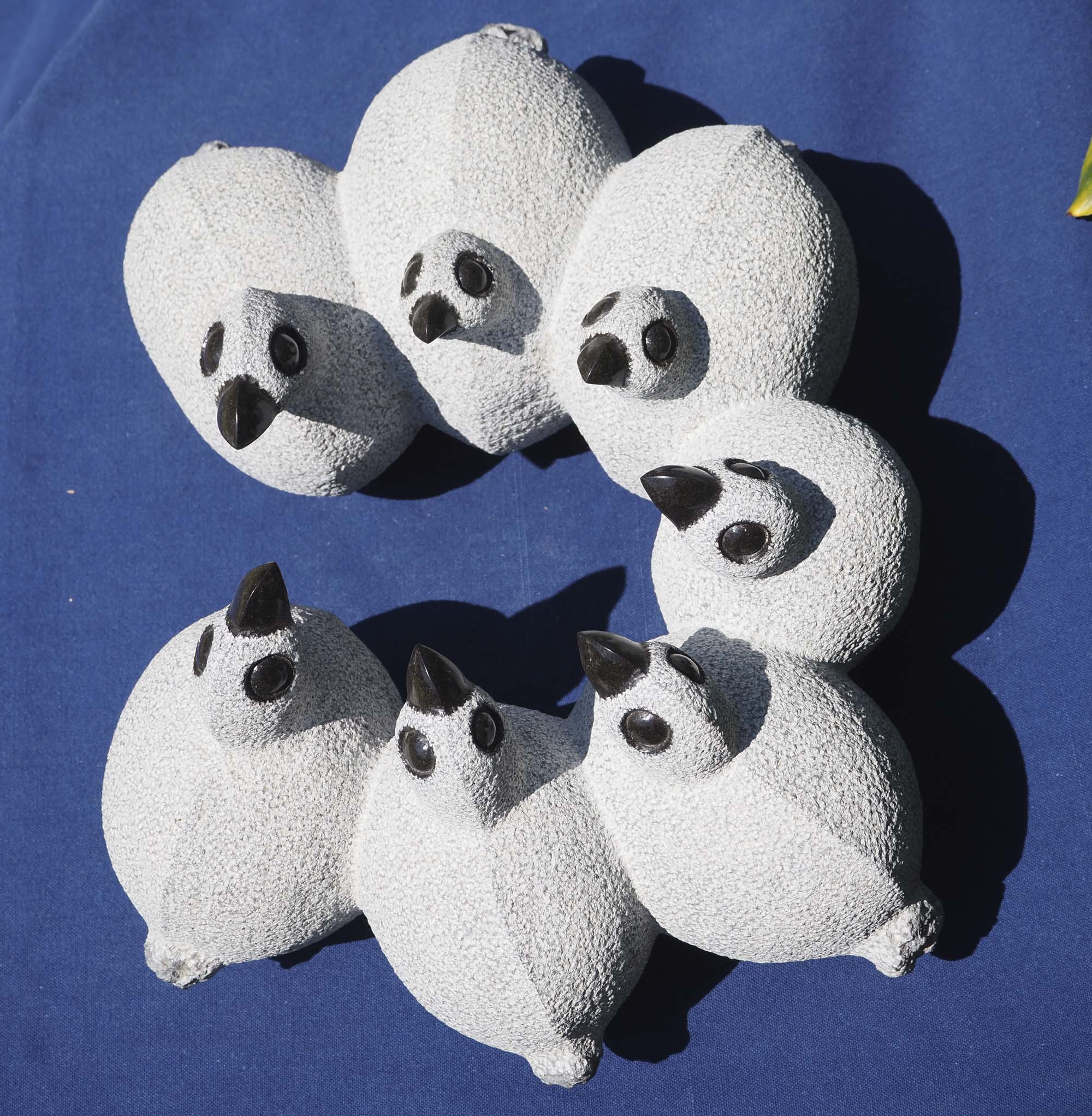 stone sculpture ring of birds - Quail Conference by Royal Katiyo - from above