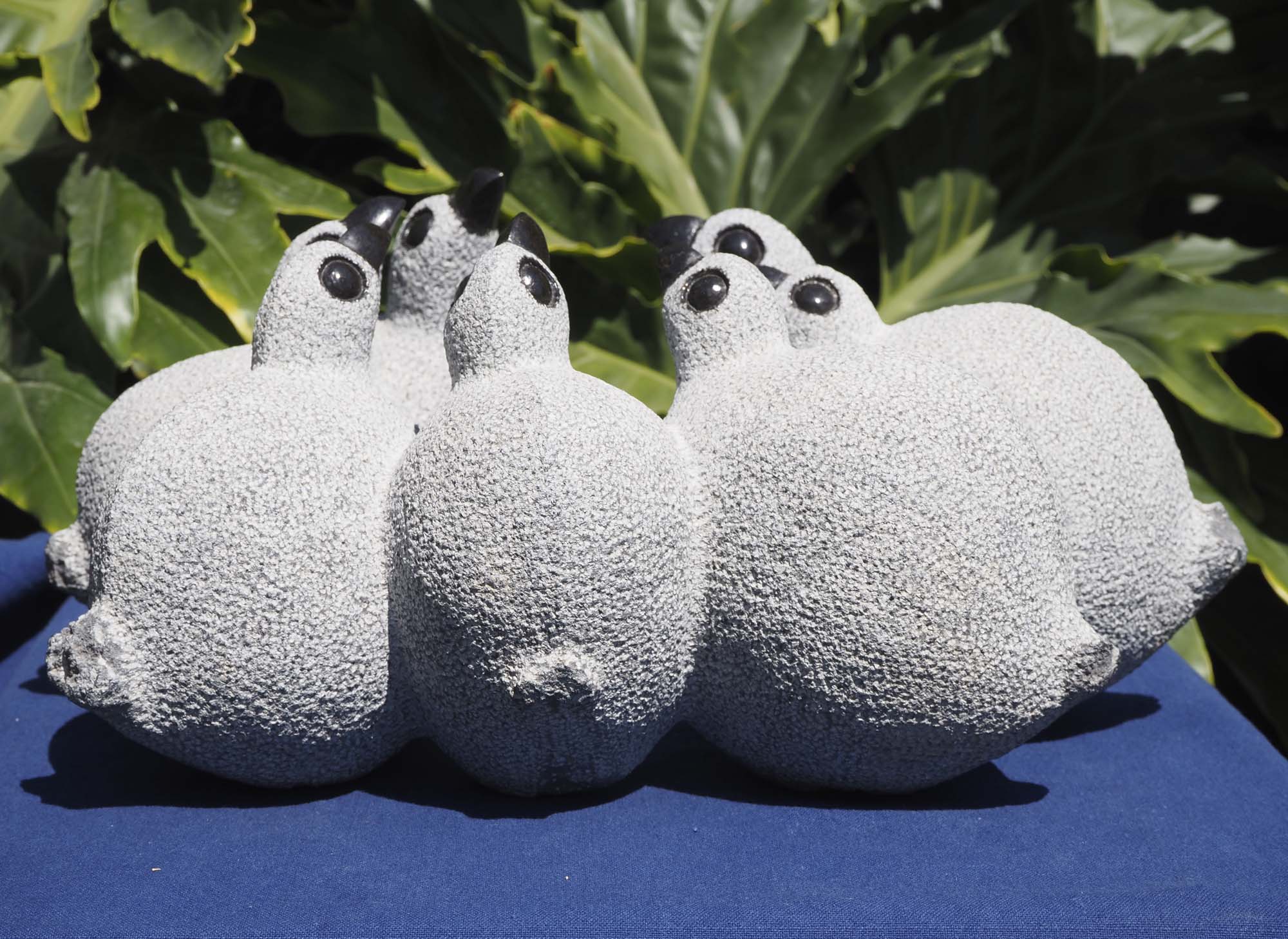 stone sculpture ring of birds - Quail Conference by Royal Katiyo - back