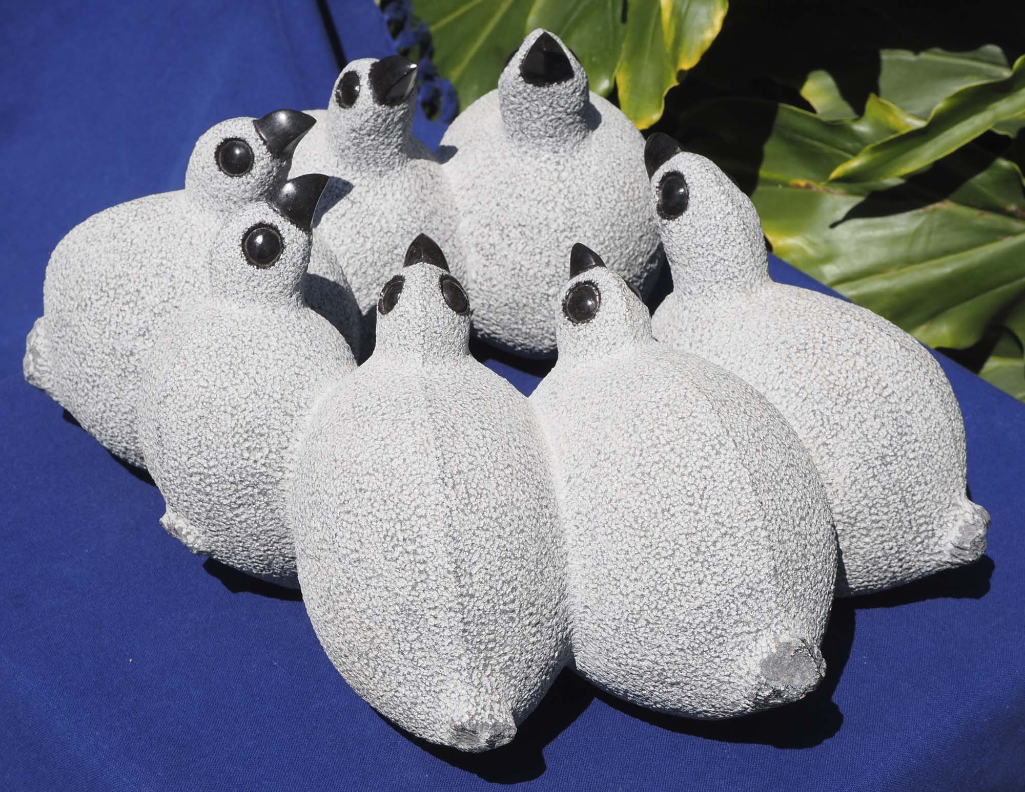 stone sculpture ring of birds - Quail Conference by Royal Katiyo - back right from above