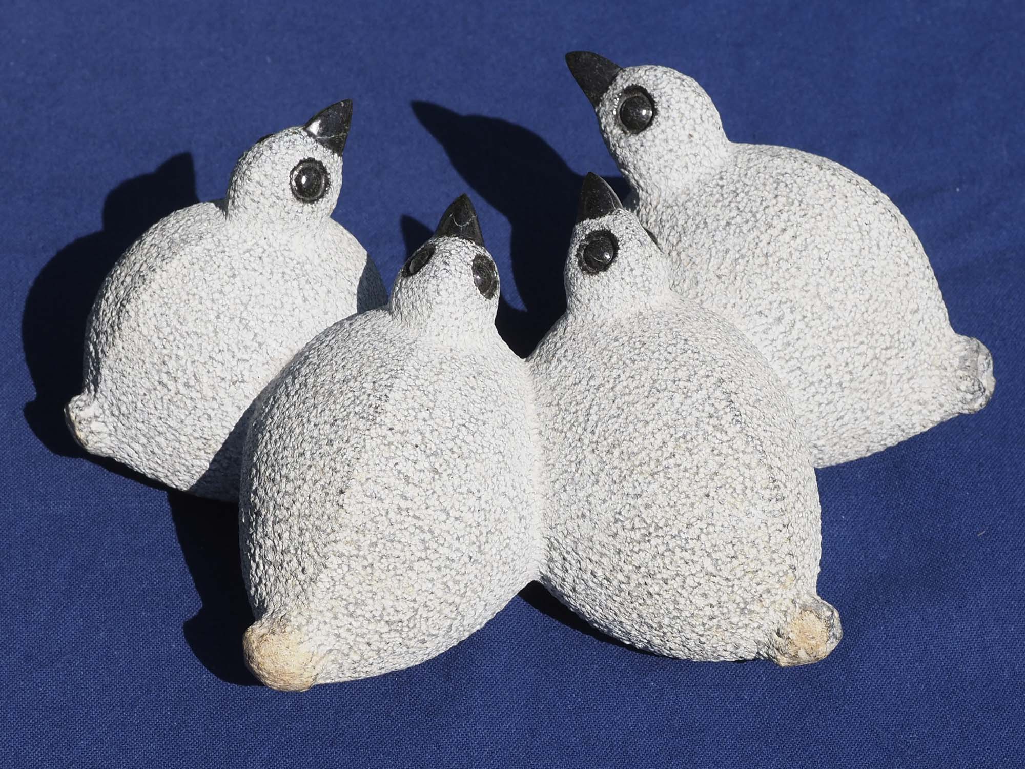 stone sculpture carving small birds - Quails by Royal Katiyo - back from above