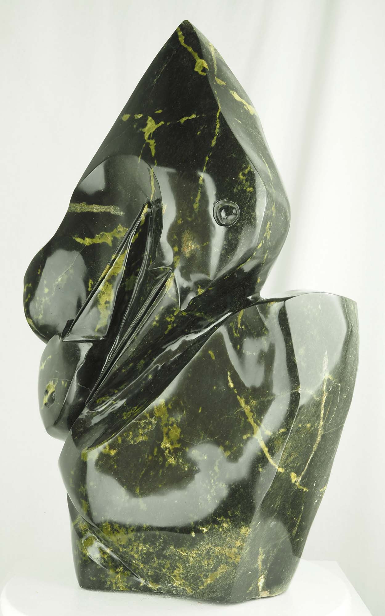 Shona stone sculpture of a bird - Strengthening Bond by Tago Tazvitya - front right