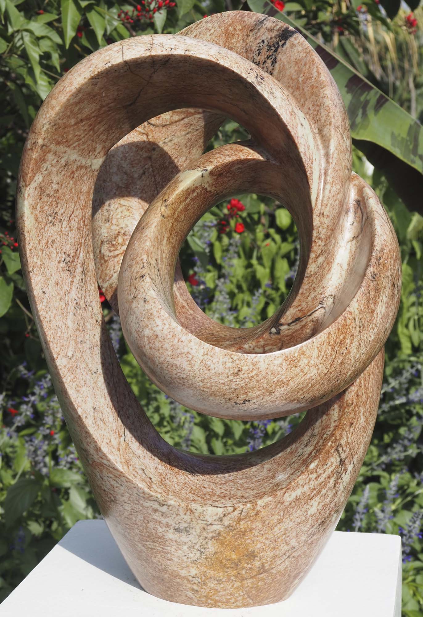 Contemporary abstract Shona stone sculpture - Best Wishes by Willard Bopoto - front