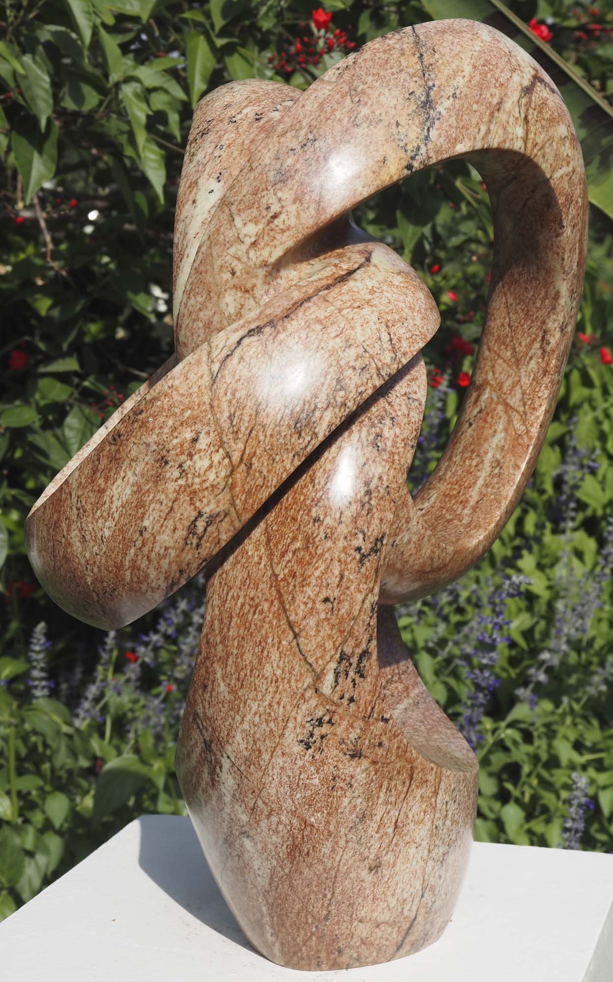 Contemporary abstract Shona stone sculpture - Best Wishes by Willard Bopoto - right side