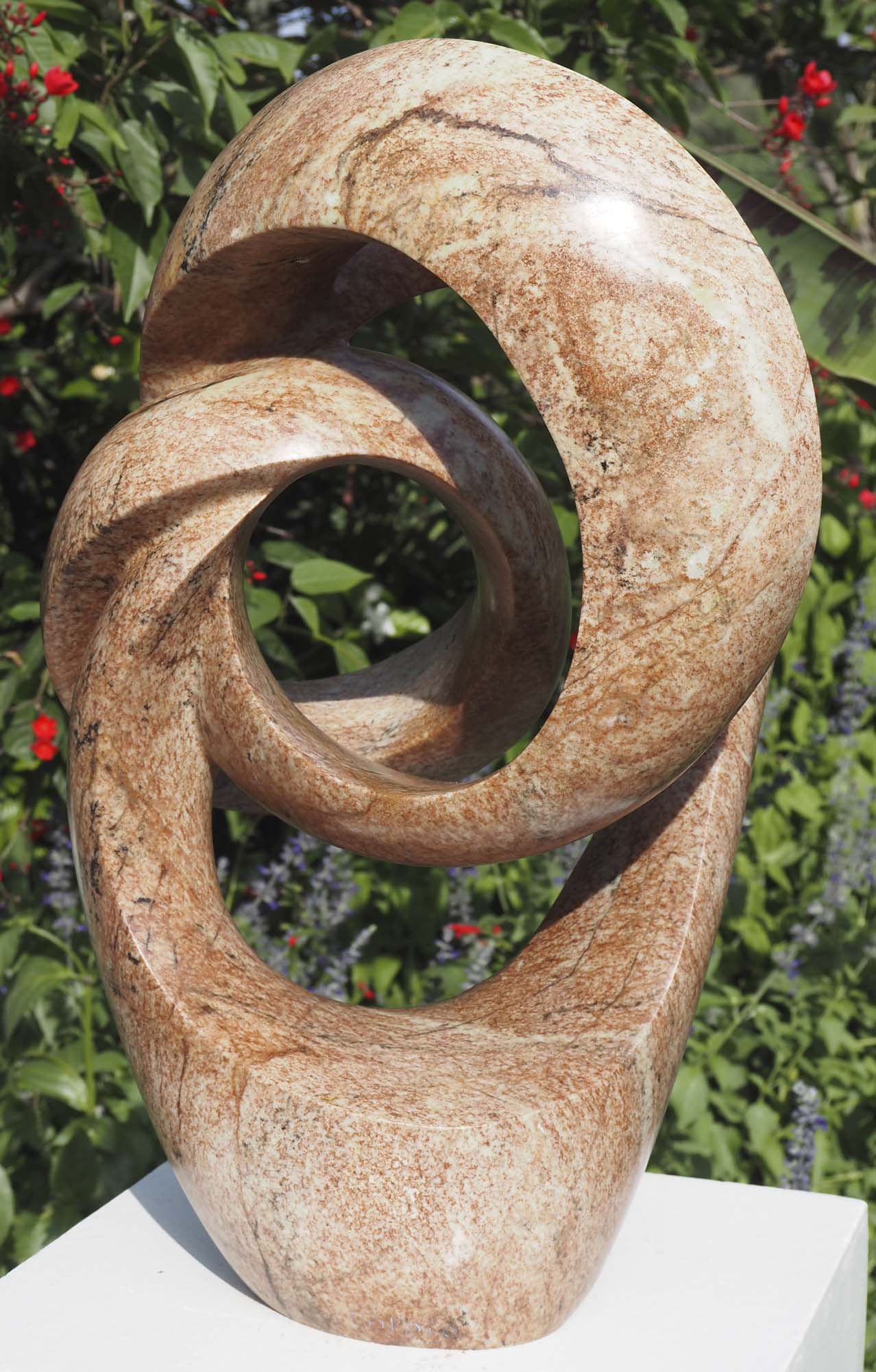 Contemporary abstract Shona stone sculpture - Best Wishes by Willard Bopoto - back