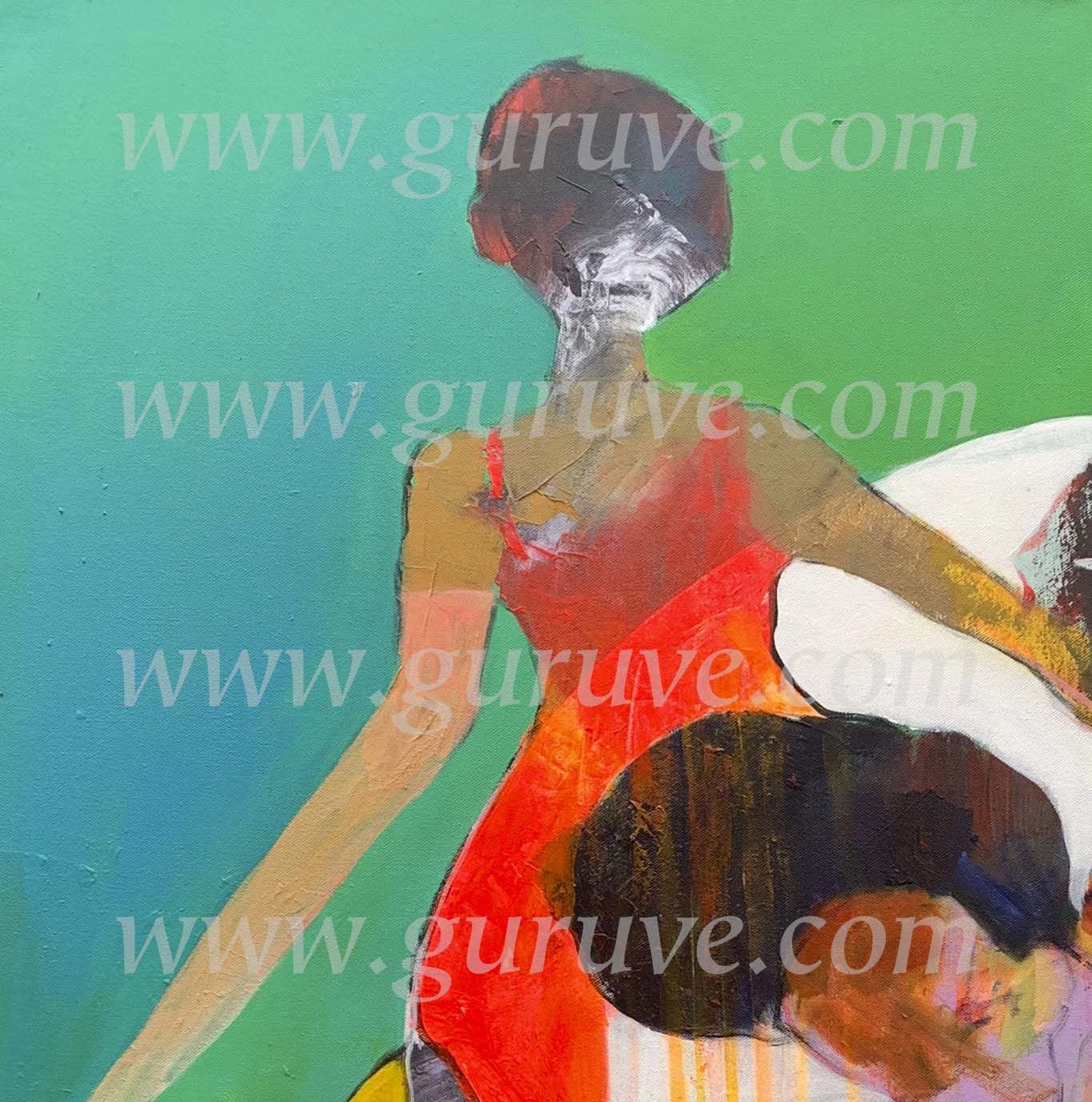 Best Friends painting by Charles Nkomo - detail of top left quadrant