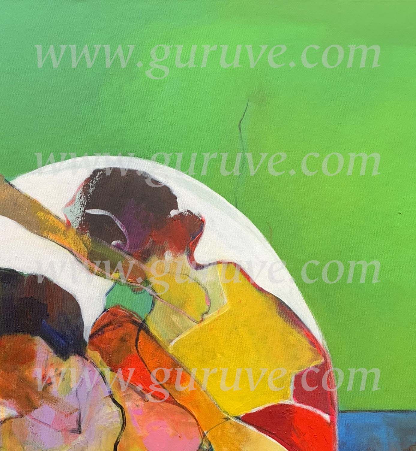 Best Friends painting by Charles Nkomo - detail of top right quadrant