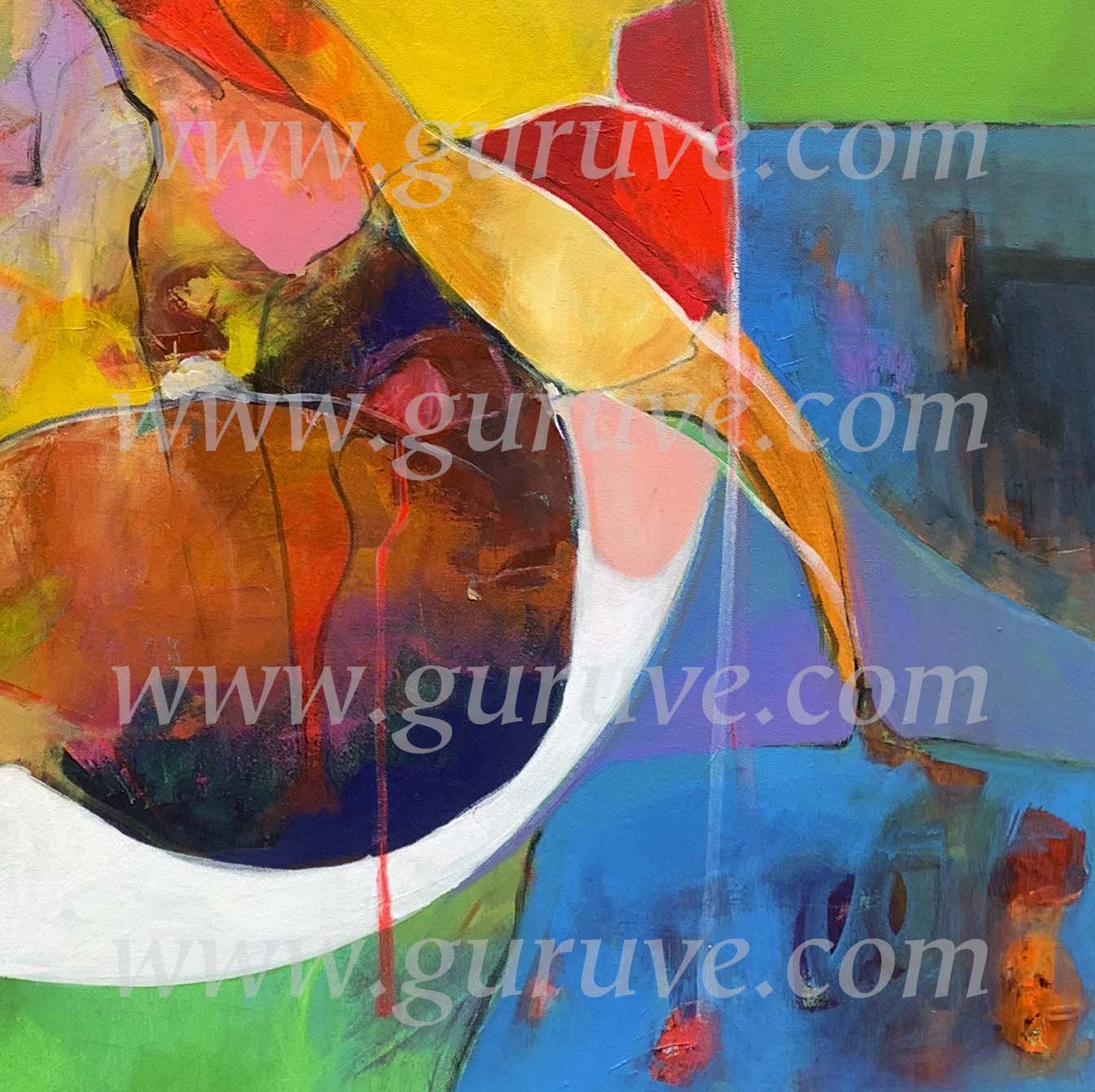 Best Friends painting by Charles Nkomo - detail of bottom right quadrant