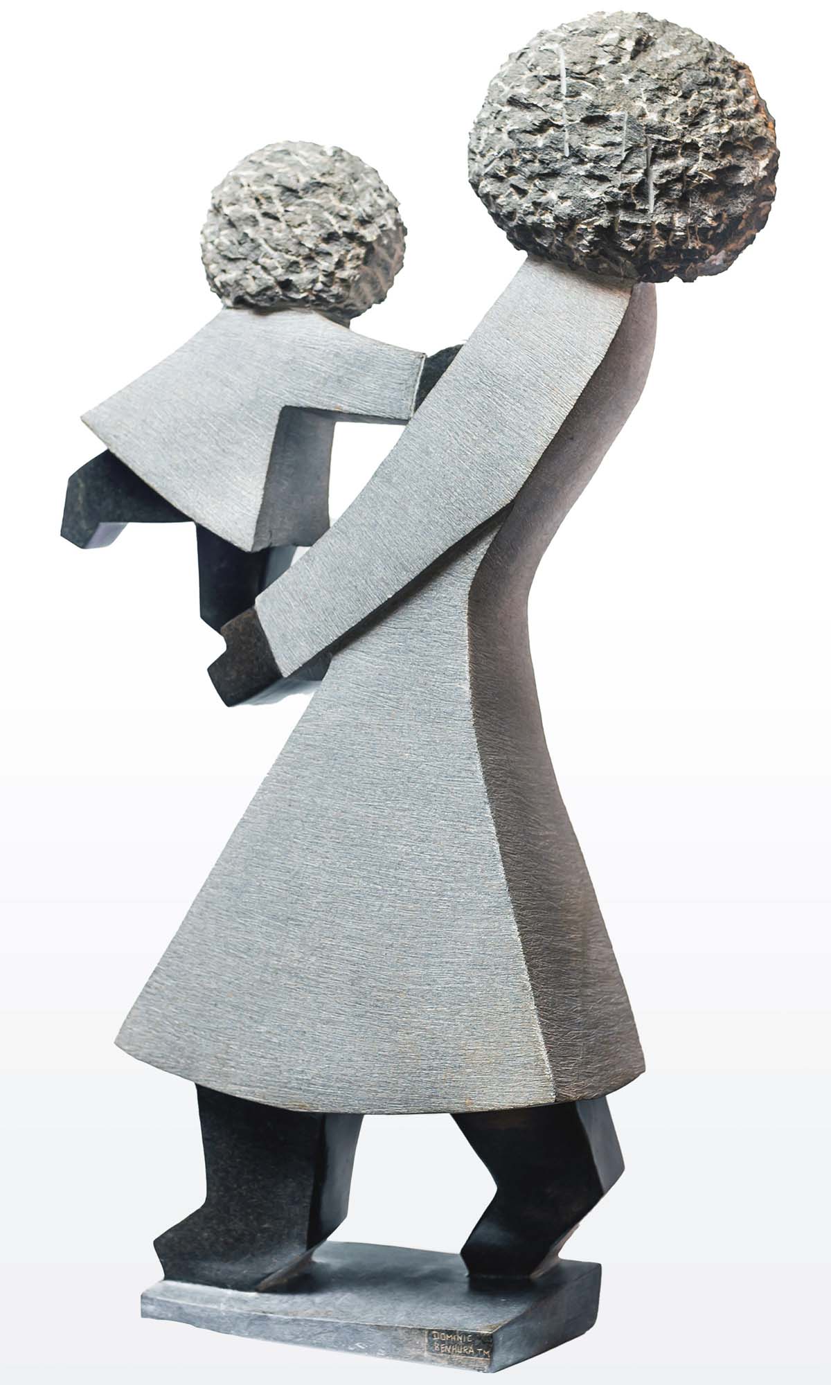 Shona stone sculpture mother and child by famous artist Dominic Benhura from Zimbabwe - back I