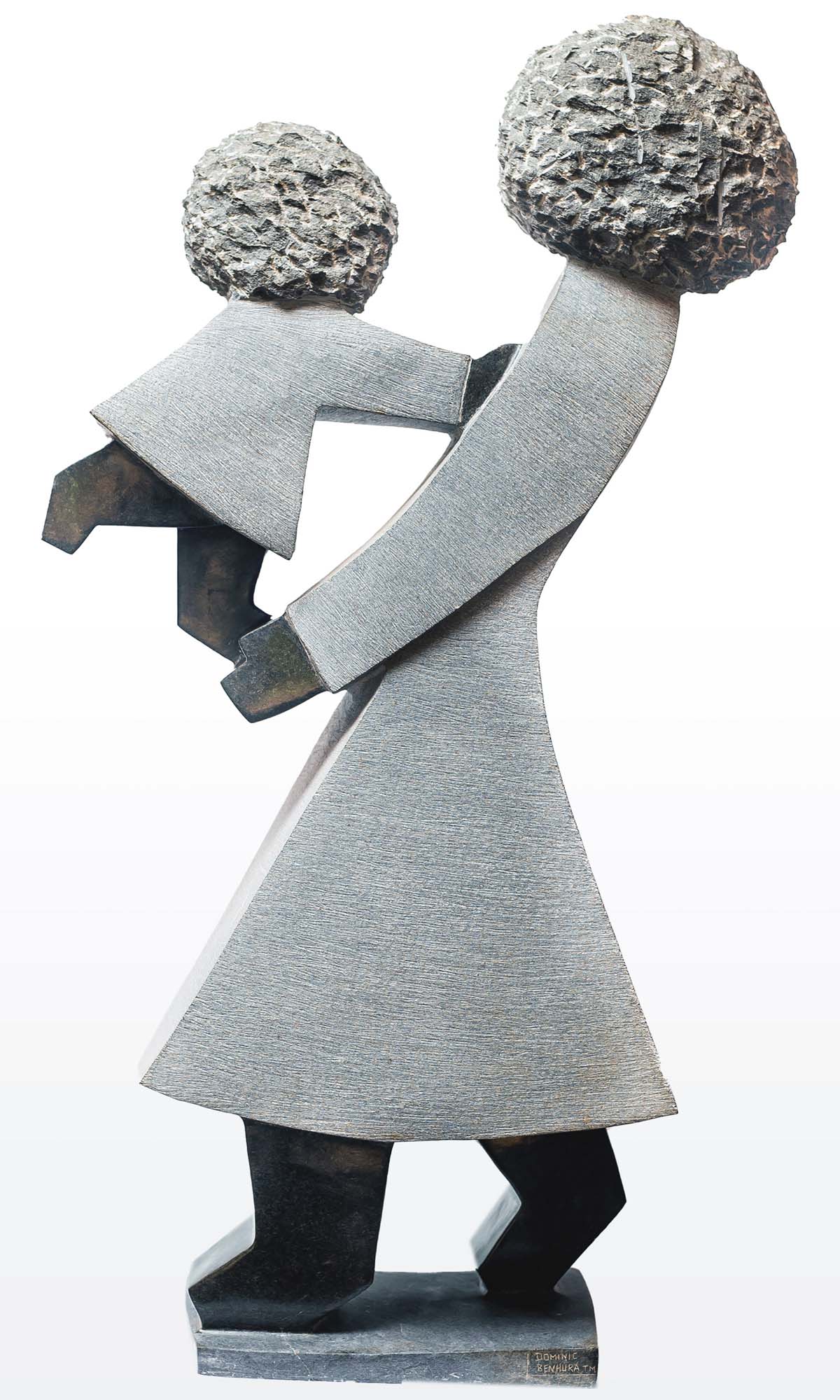 Shona stone sculpture mother and child by famous artist Dominic Benhura from Zimbabwe - back II