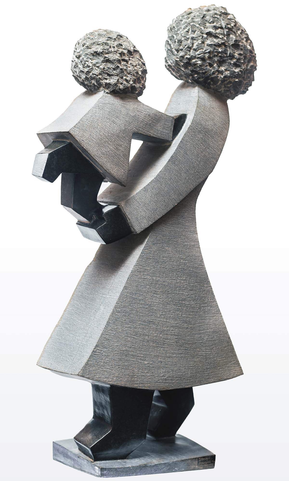 Shona stone sculpture mother and child by famous artist Dominic Benhura from Zimbabwe - back III