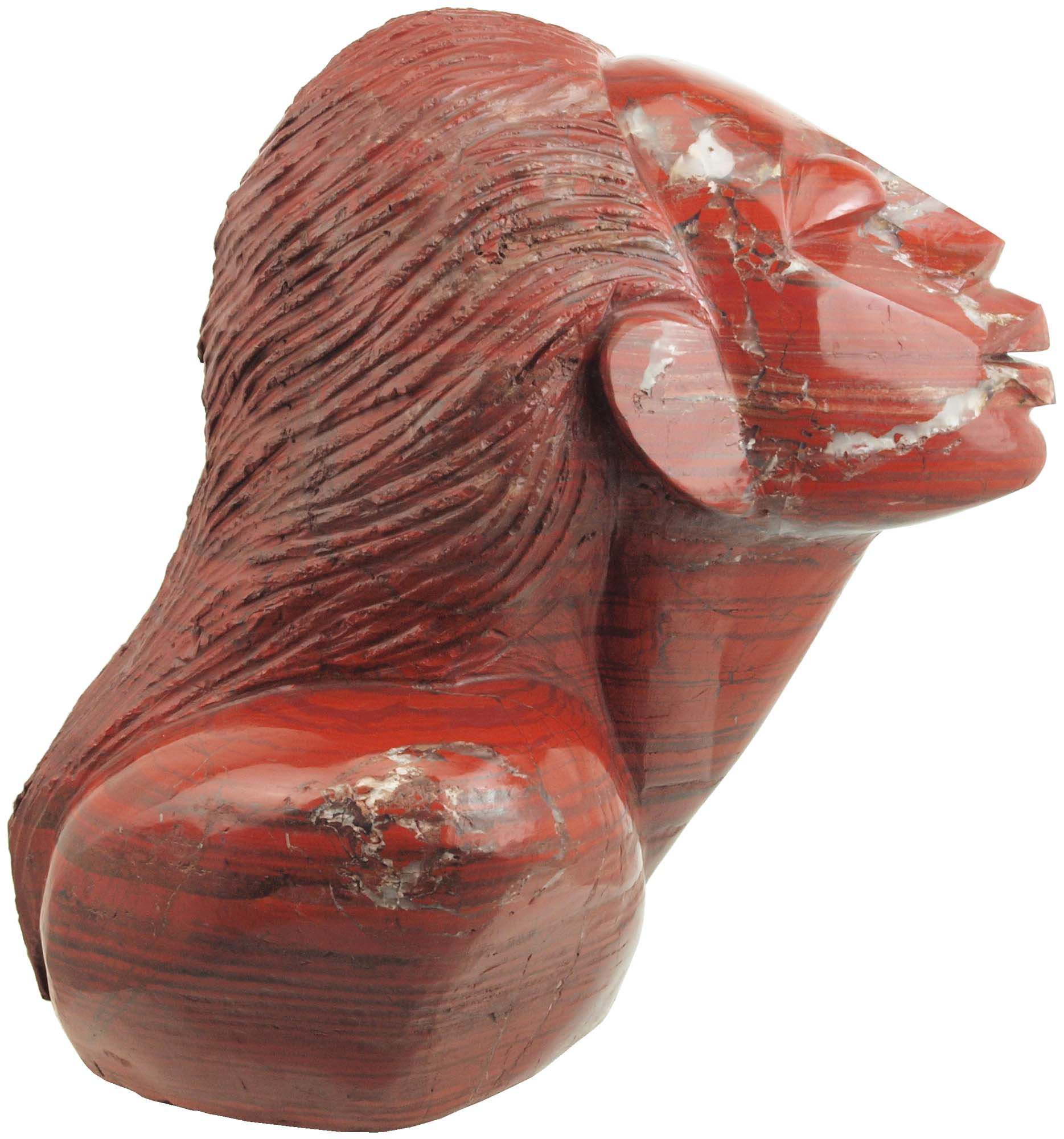 Shona sculpture in red jasper Proud Woman by Joe Mutasa left side