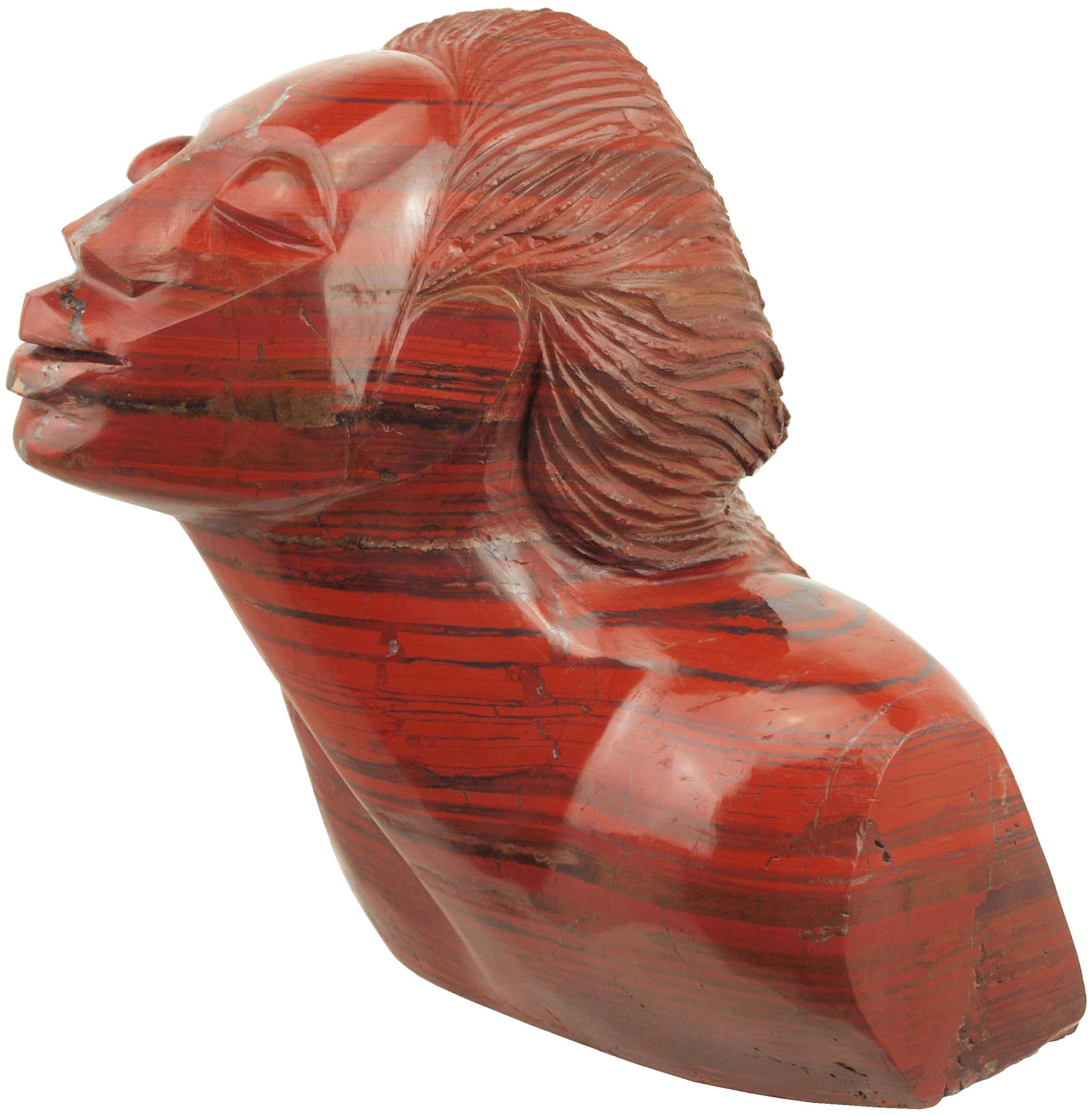 Shona sculpture in red jasper Proud Woman by Joe Mutasa right side
