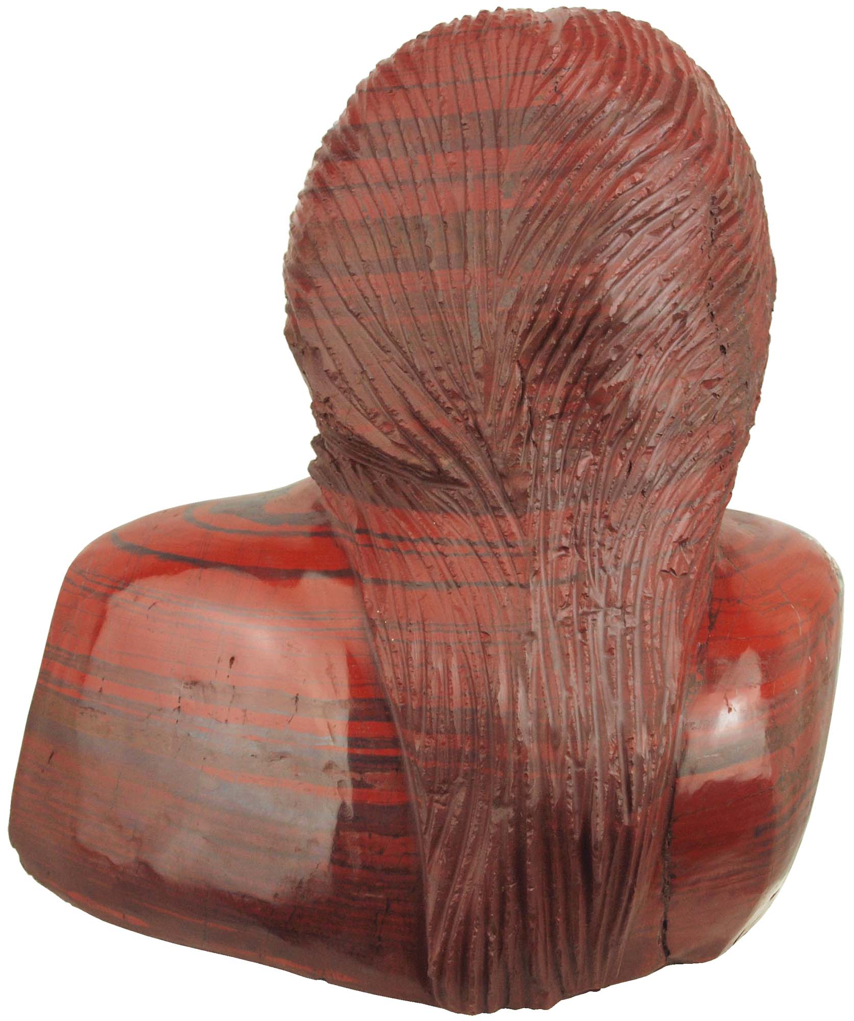 Shona sculpture in red jasper Proud Woman by Joe Mutasa back