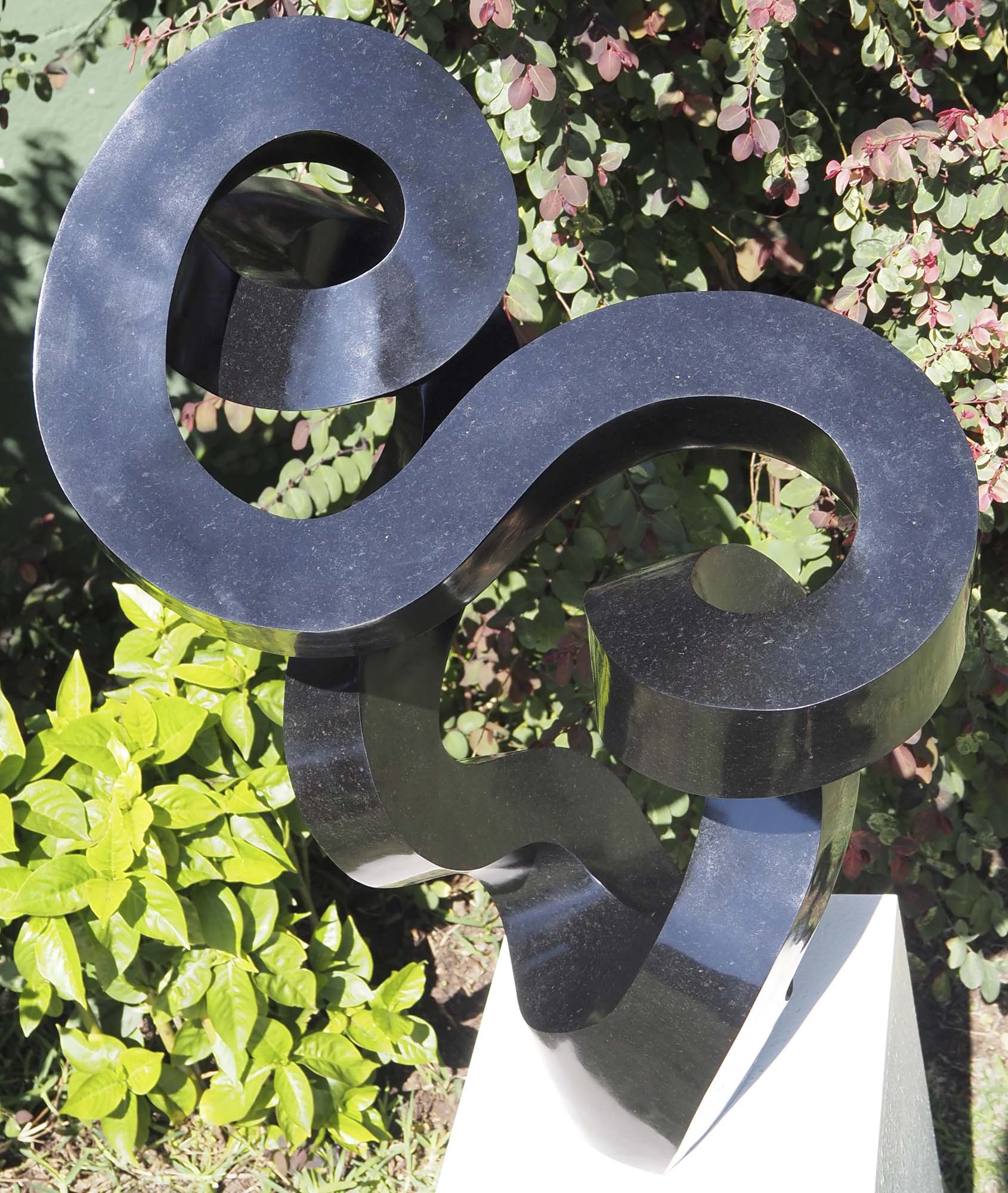 Original affordable stone sculpture - Water Lily by Charles Kowo - from above