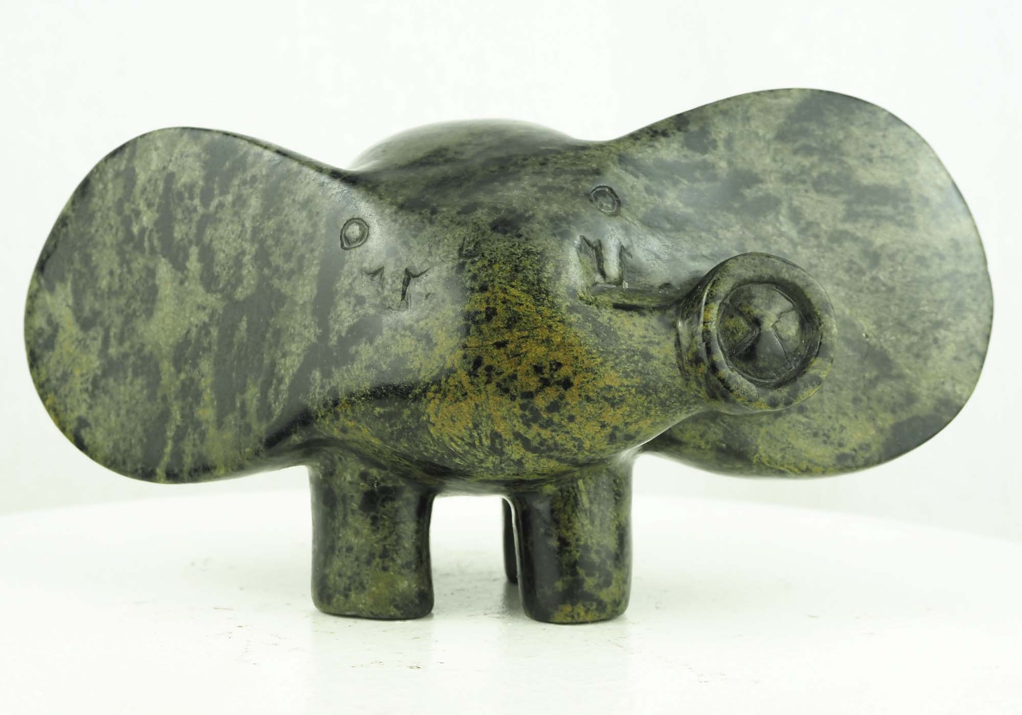 Elephant sculpture stone carving gift - Flying Elephant by Ephraim Chaurika - front