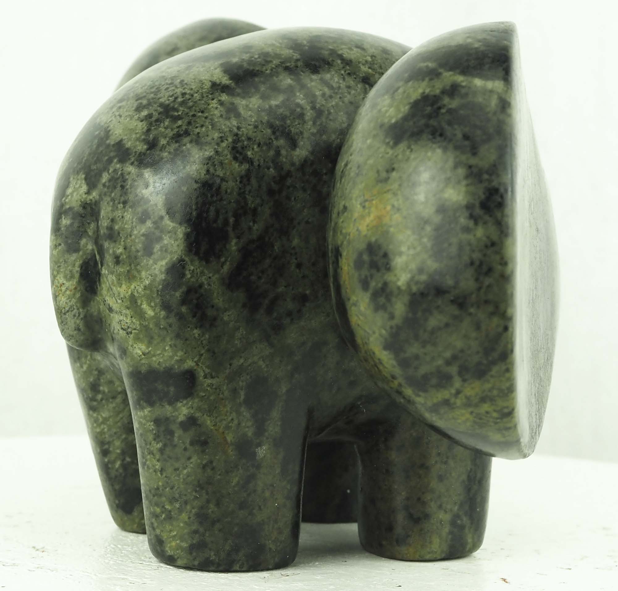 Elephant sculpture stone carving gift - Flying Elephant by Ephraim Chaurika - left side