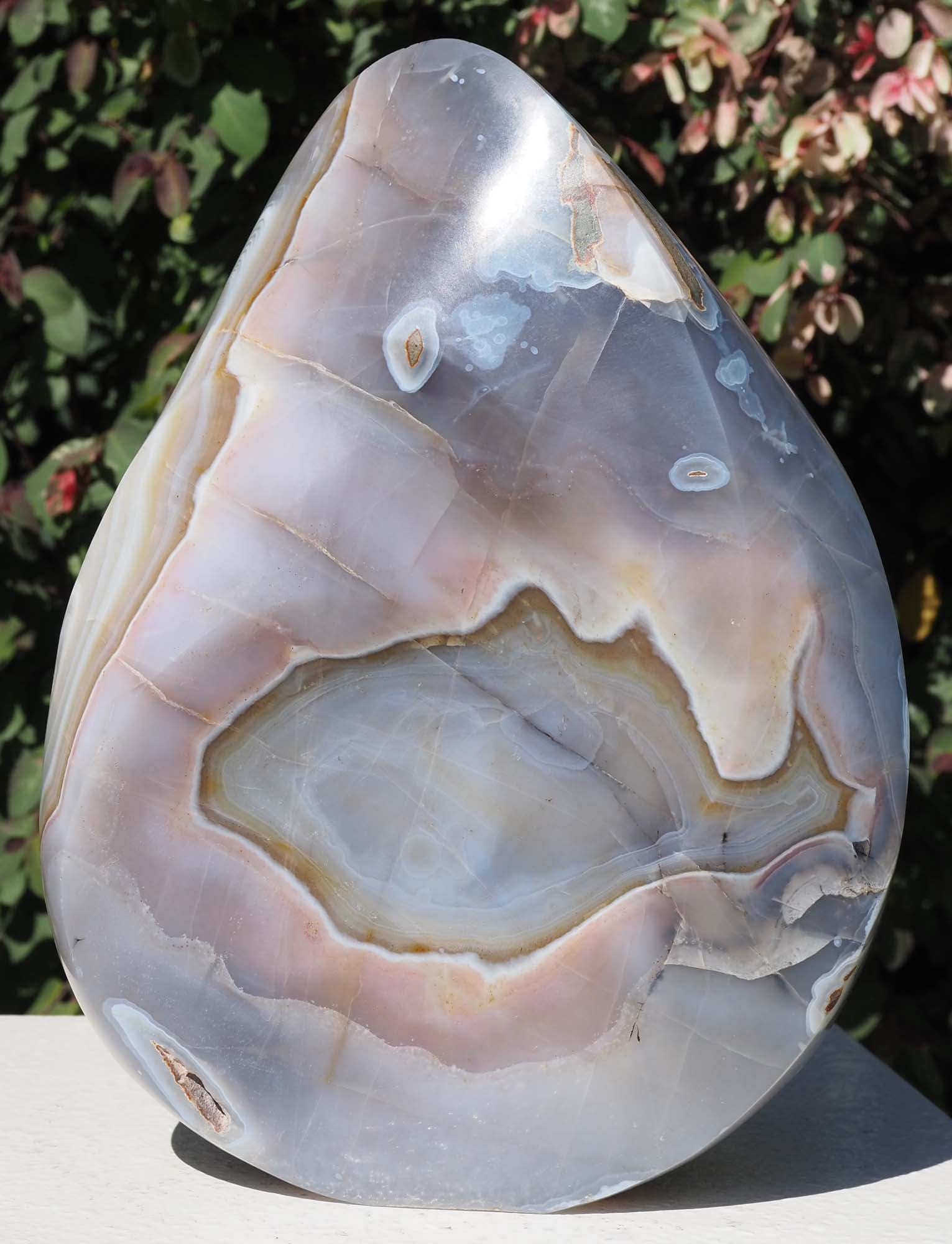 Agate art contemporary sculpture - The Sea by Michael Gwaravaza - back