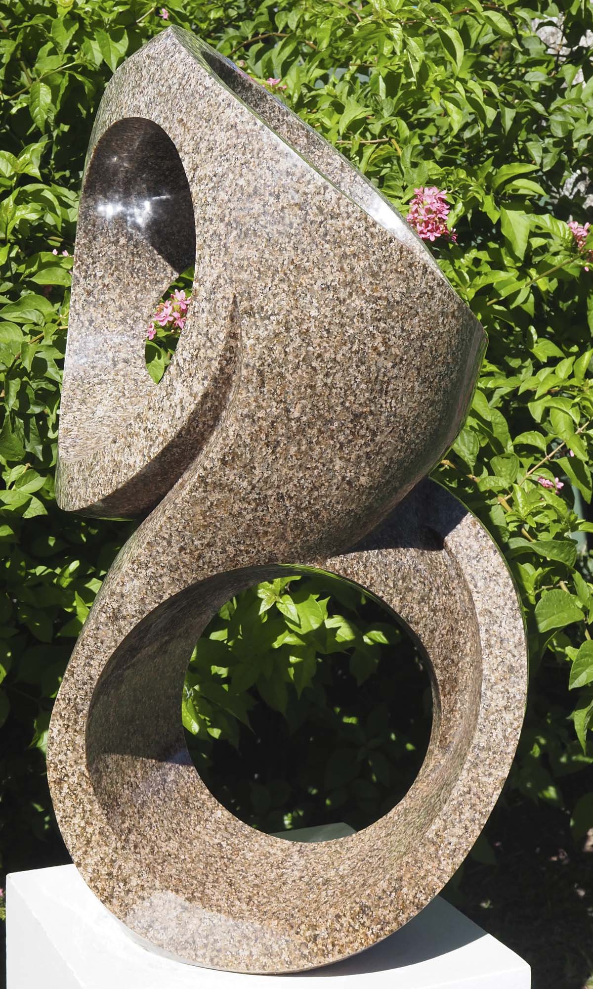 Outdoor abstract granite sculpture - Family Together by Munyaradzi Jeche - back