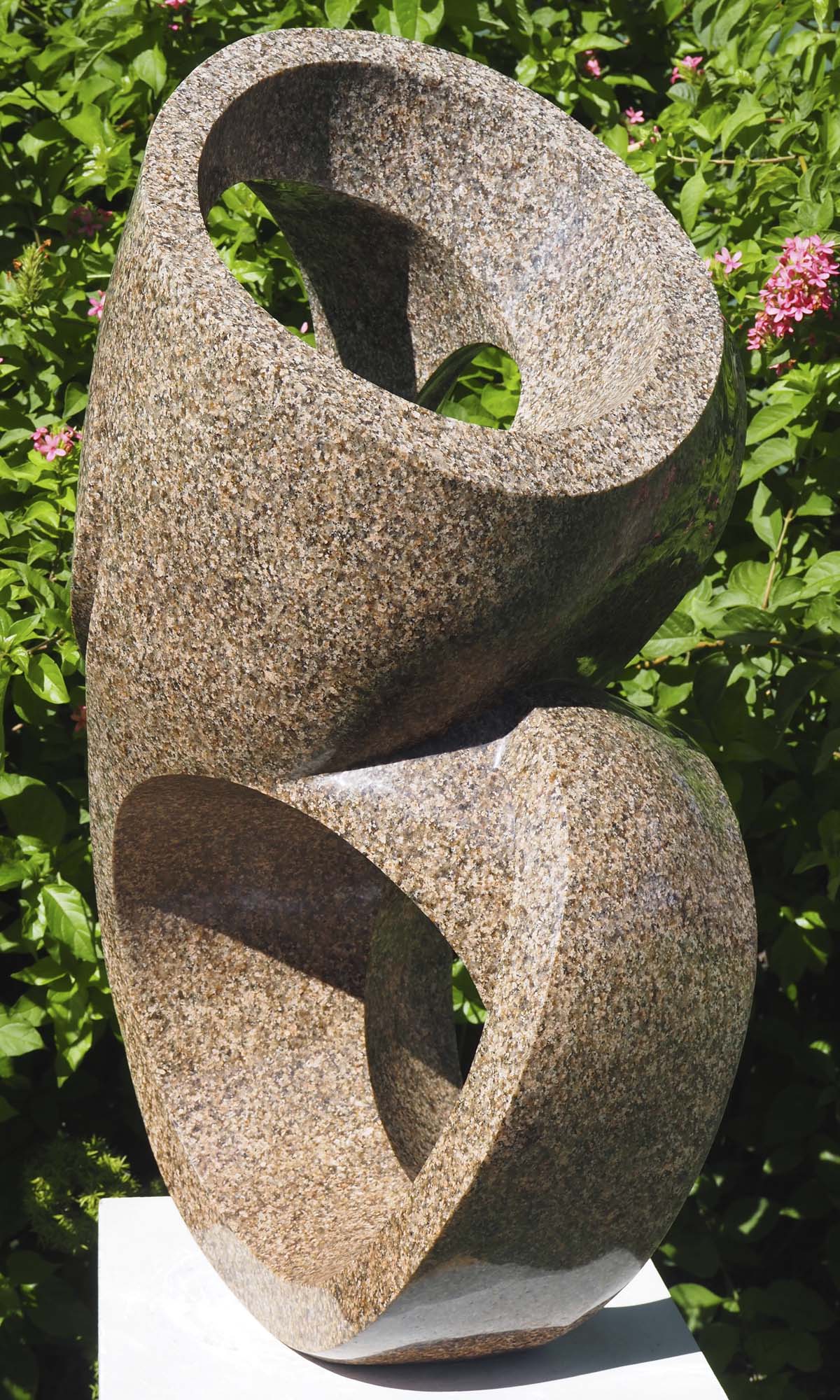 Outdoor abstract granite sculpture - Family Together by Munyaradzi Jeche - back right
