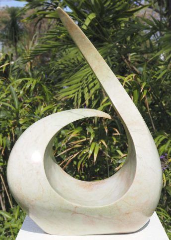 African art BHM abstract Zimbabwean sculpture - Comforting Mother by Nesbert Mukomberanwa - main image
