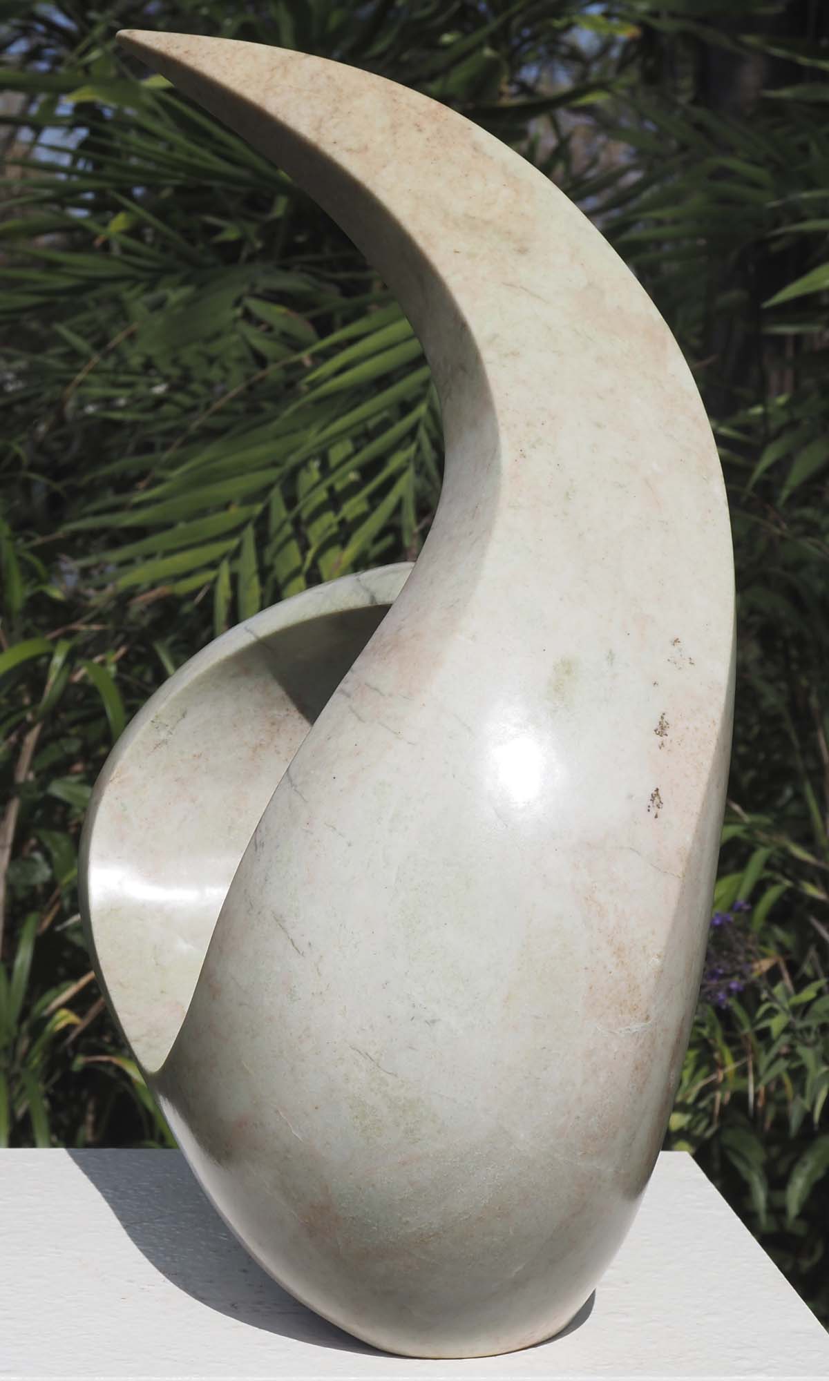 African art BHM abstract Zimbabwean sculpture - Comforting Mother by Nesbert Mukomberanwa - right side
