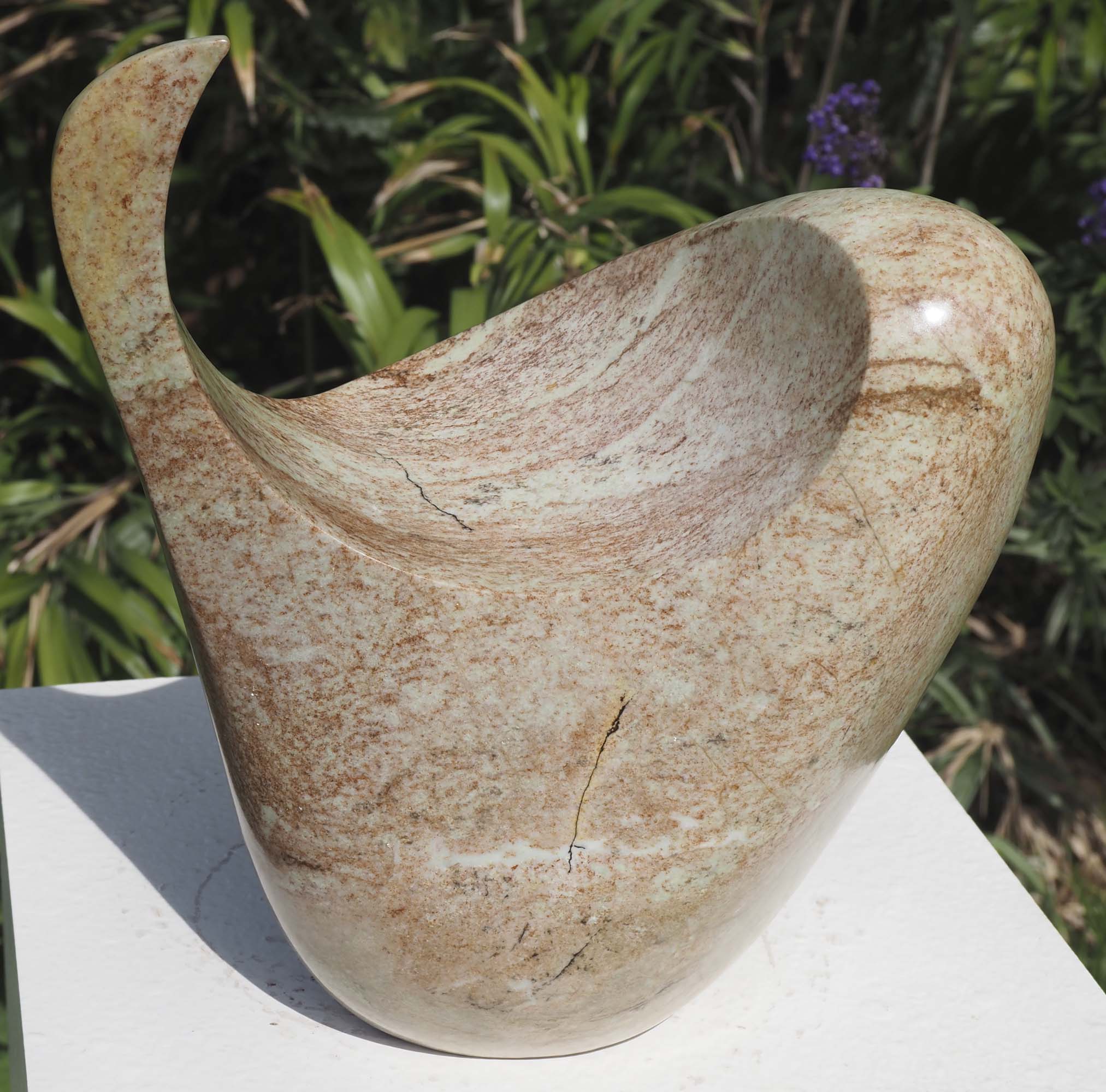 Bird sculpture Zimbabwe affordable art - Waiting4 Mother by Nesbert Mukomberanwa - from above