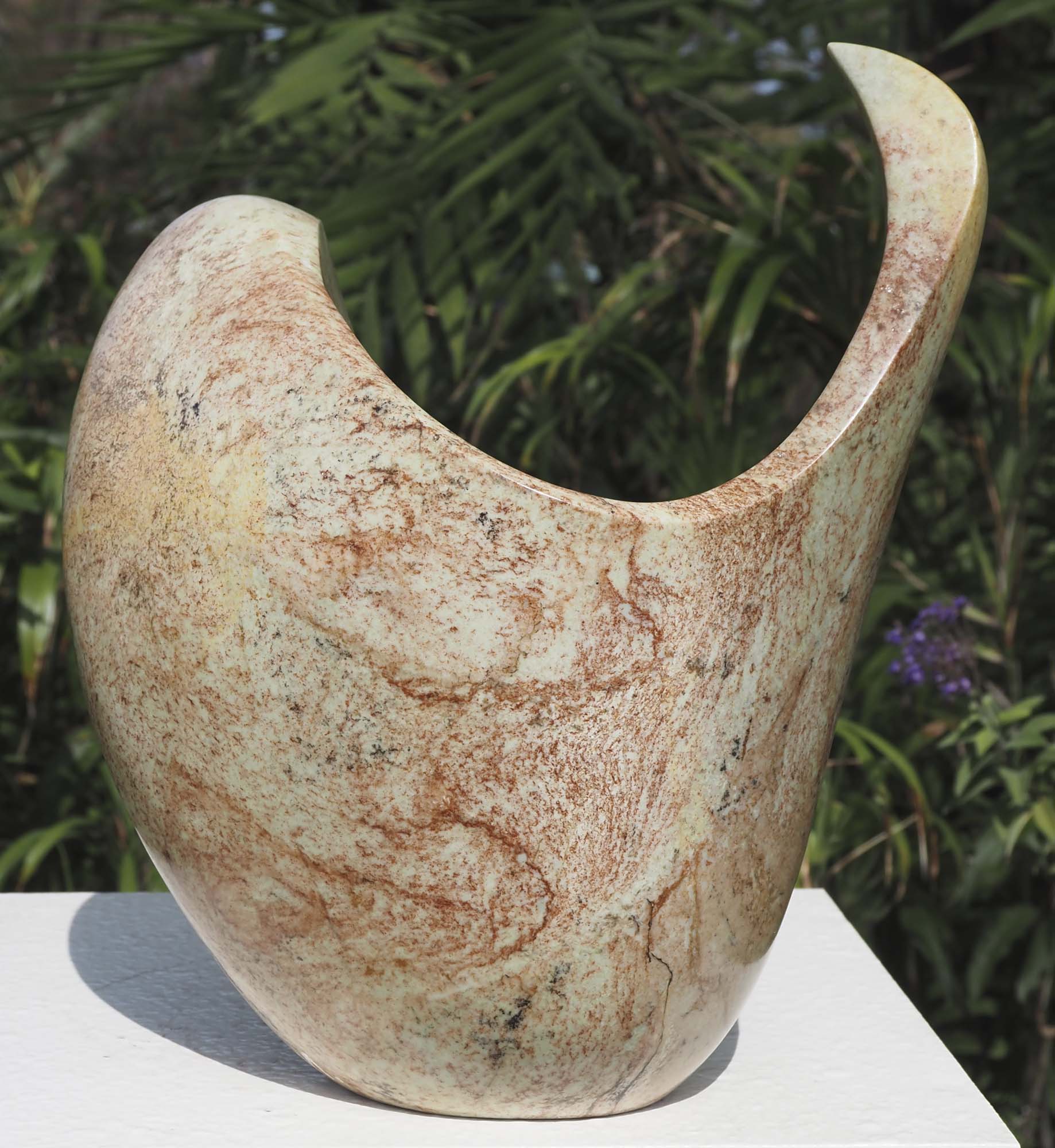 Bird sculpture Zimbabwe affordable art - Waiting4 Mother by Nesbert Mukomberanwa - left side