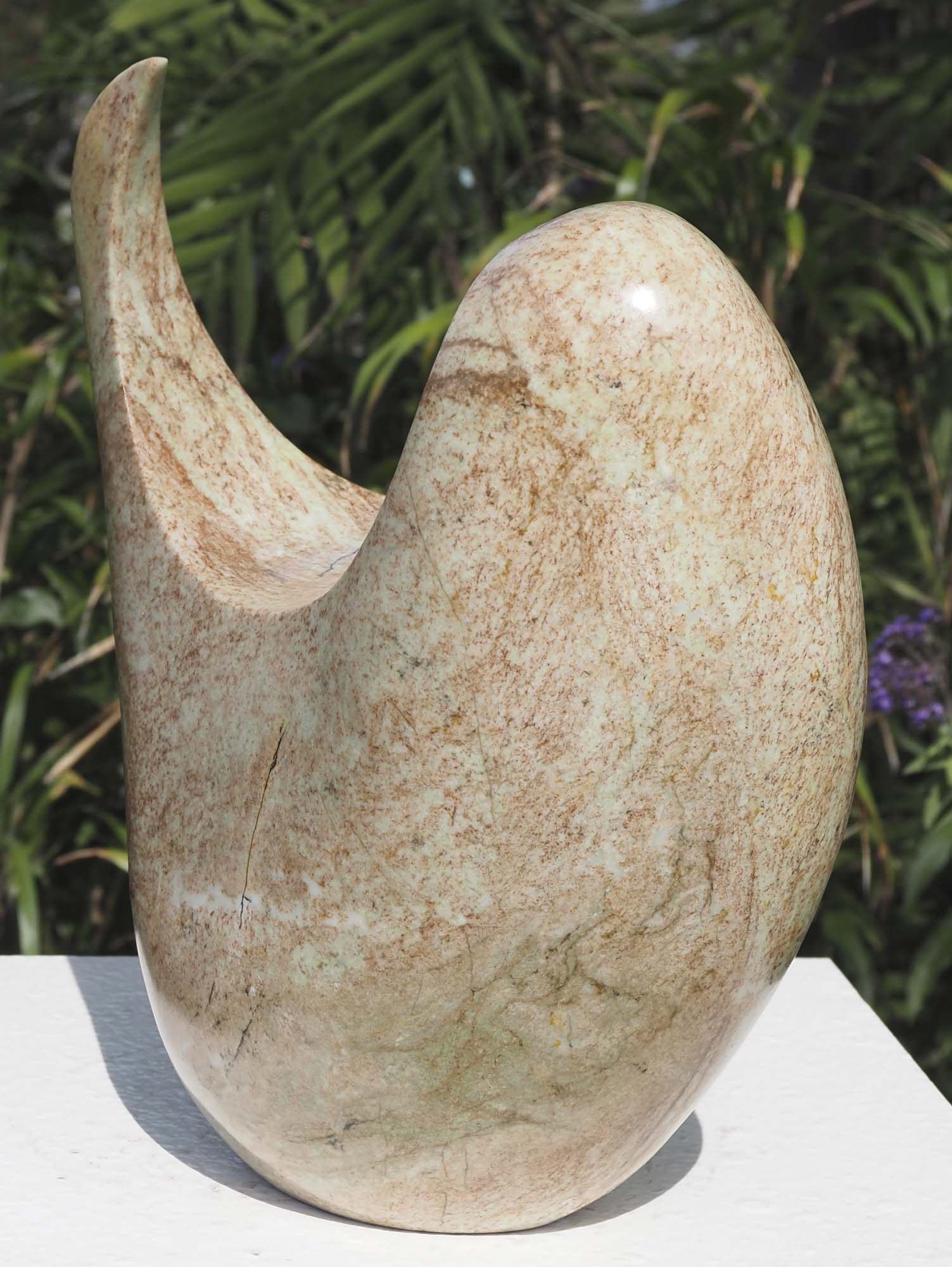 Bird sculpture Zimbabwe affordable art - Waiting4 Mother by Nesbert Mukomberanwa - back left