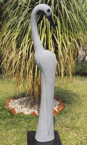 Affordable stone bird garden sculpture - Feeling Breeze by Peter Chidzonga - main image