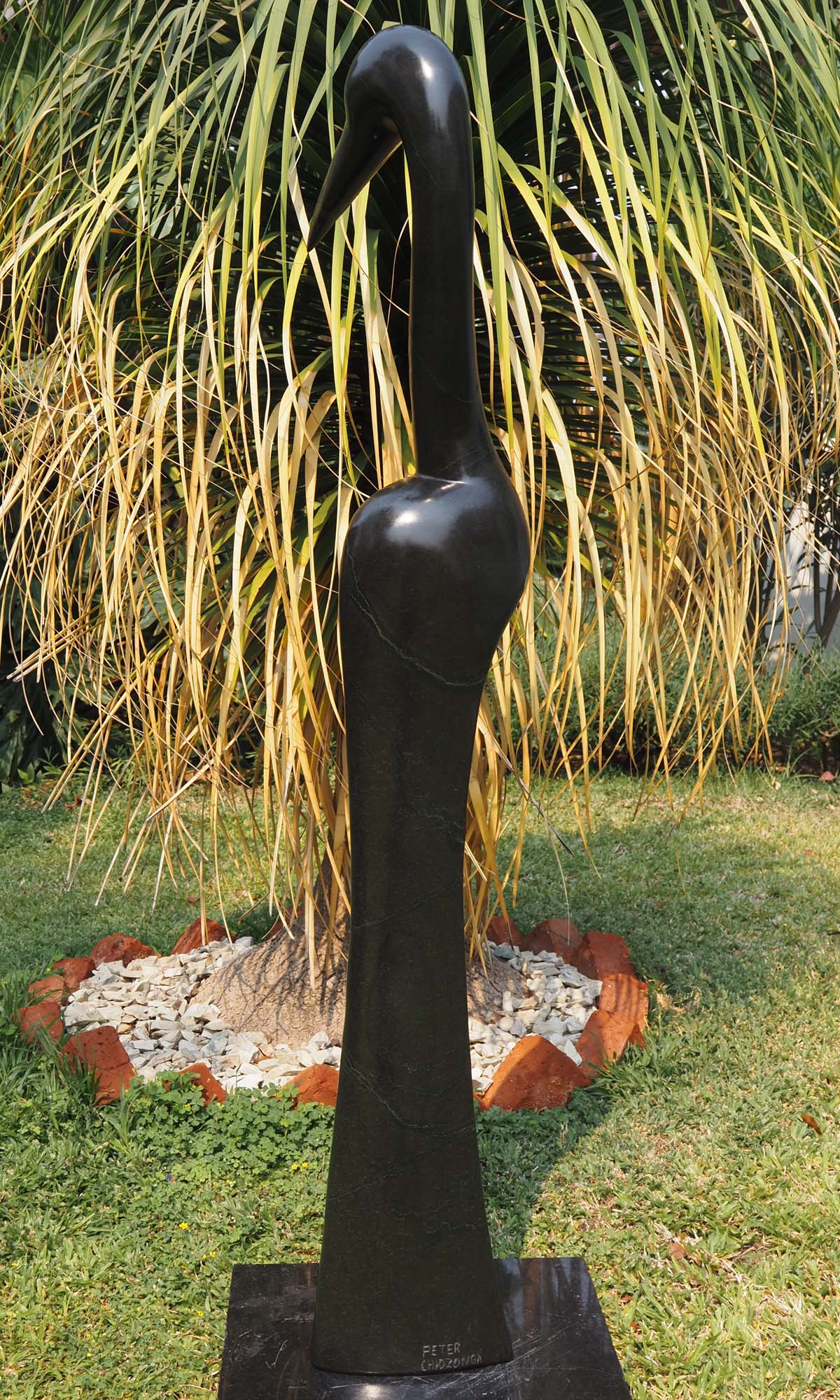 Stone bird garden ornament - Great Morning by Peter Chidzonga - view 5