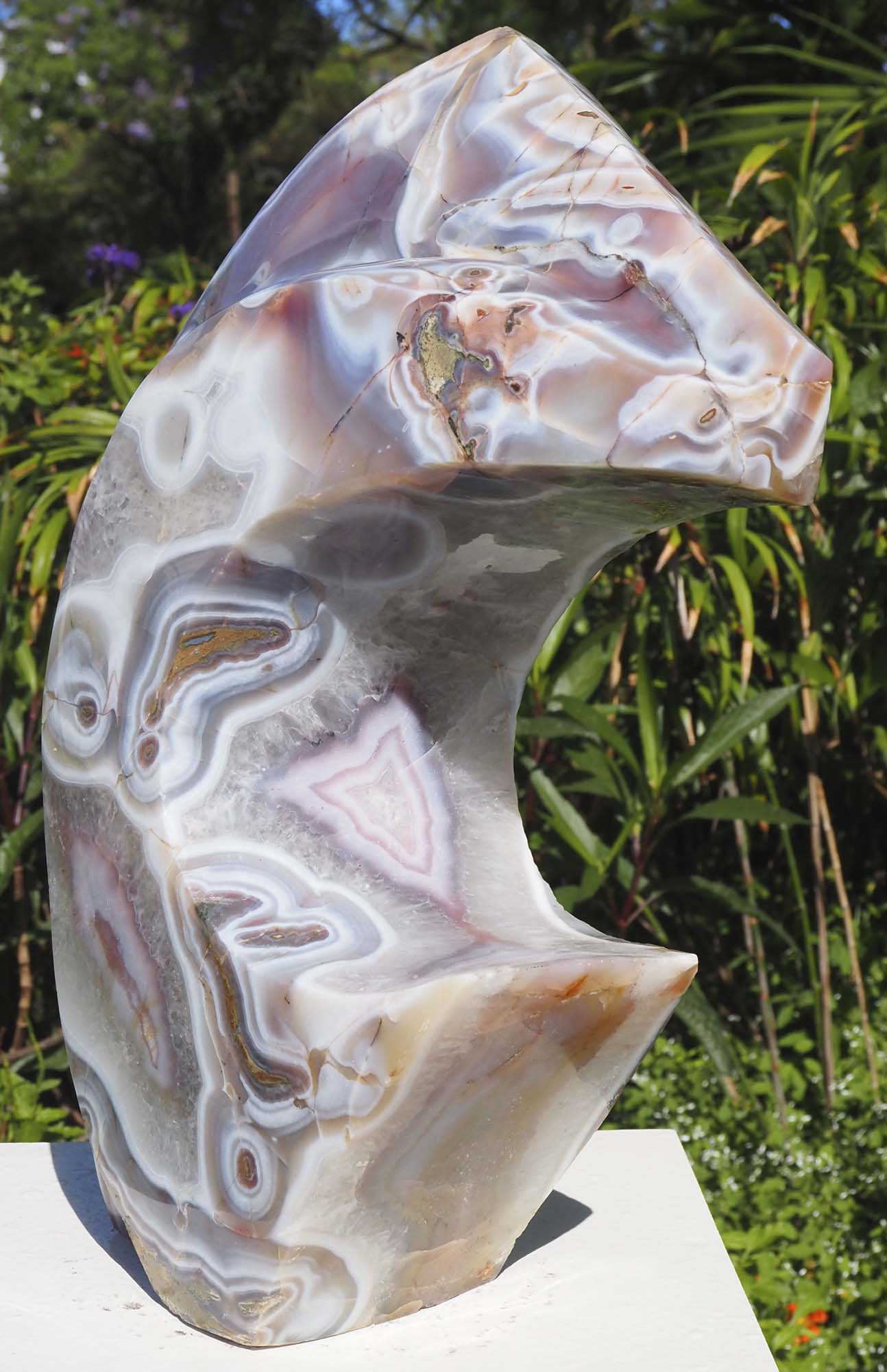 Agate contemporary Shona sculpture - Happy Anniversary by Tafadzwa Tandi - front right