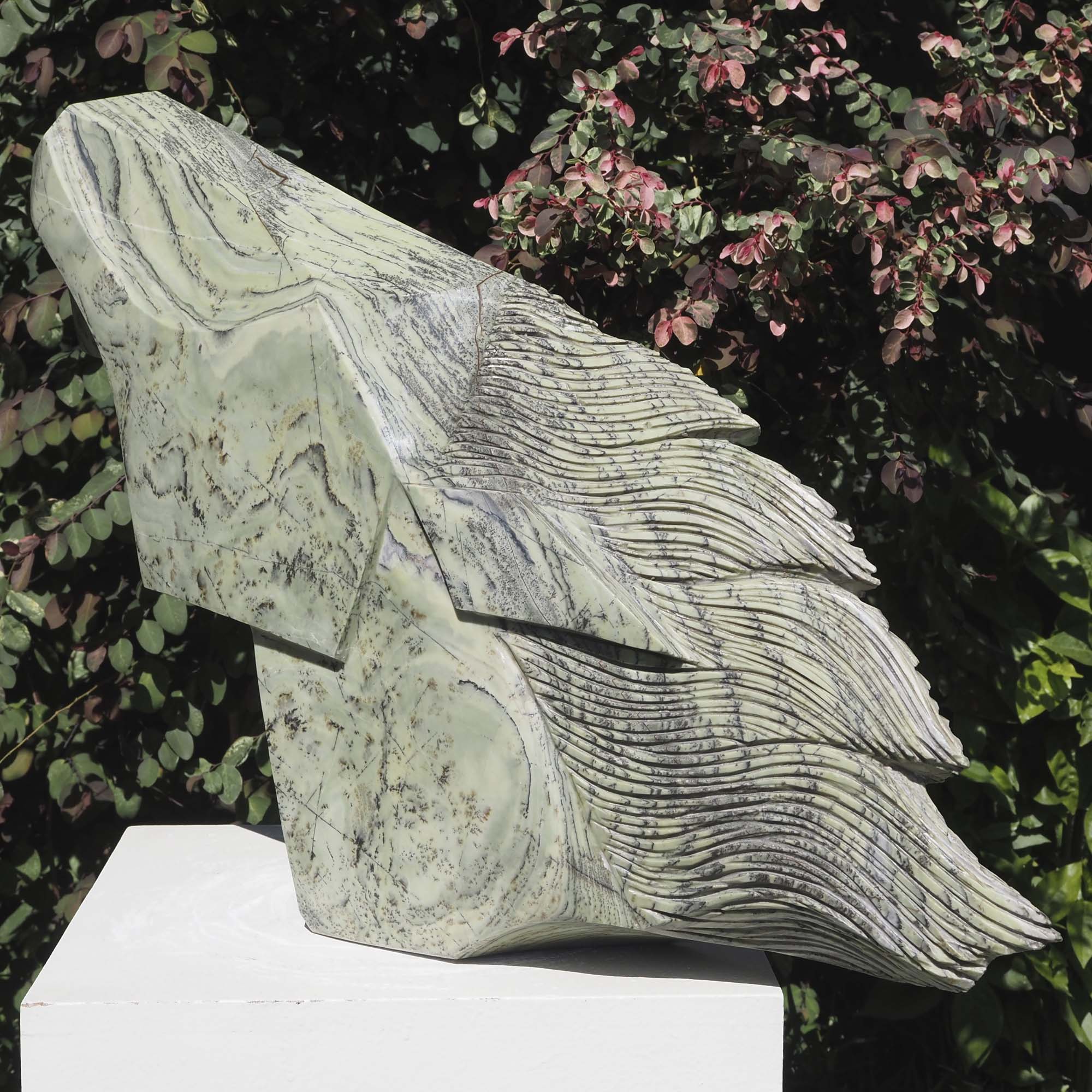 Horse head racehorse sculpture art - Racing Horse by Tendai Gwaravaza - right side, back