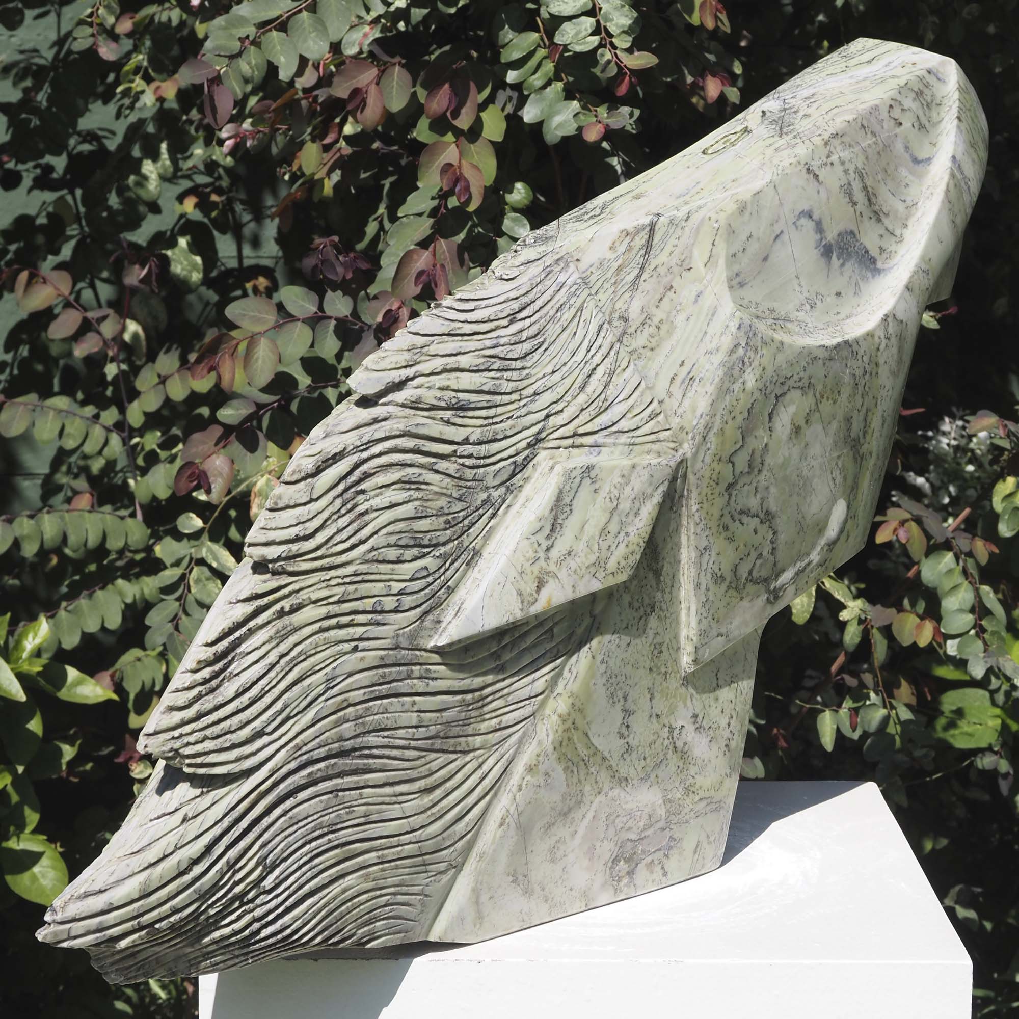 Horse head racehorse sculpture art - Racing Horse by Tendai Gwaravaza - left side, back