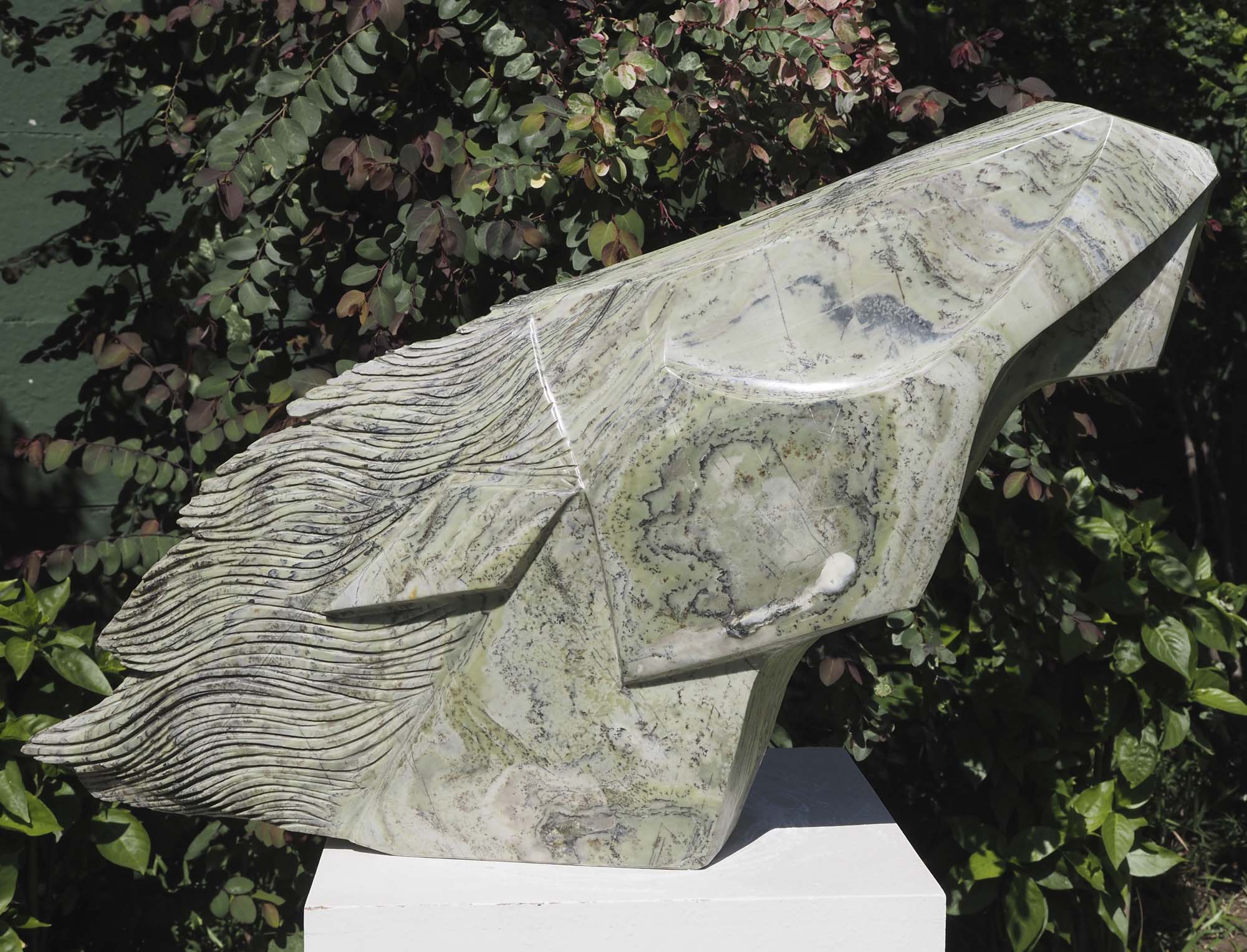 Horse head racehorse sculpture art - Racing Horse by Tendai Gwaravaza - left side