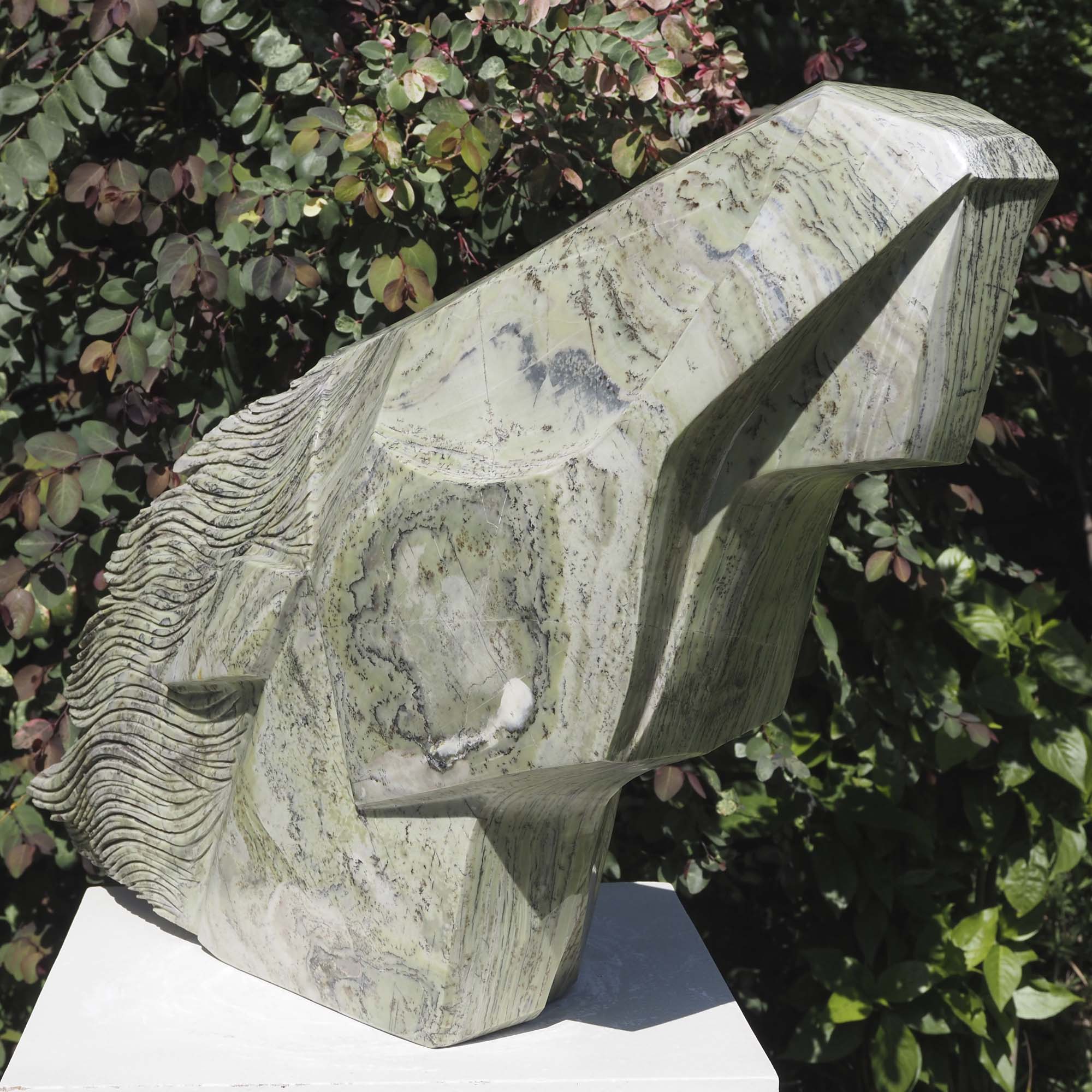 Horse head racehorse sculpture art - Racing Horse by Tendai Gwaravaza - left side, front