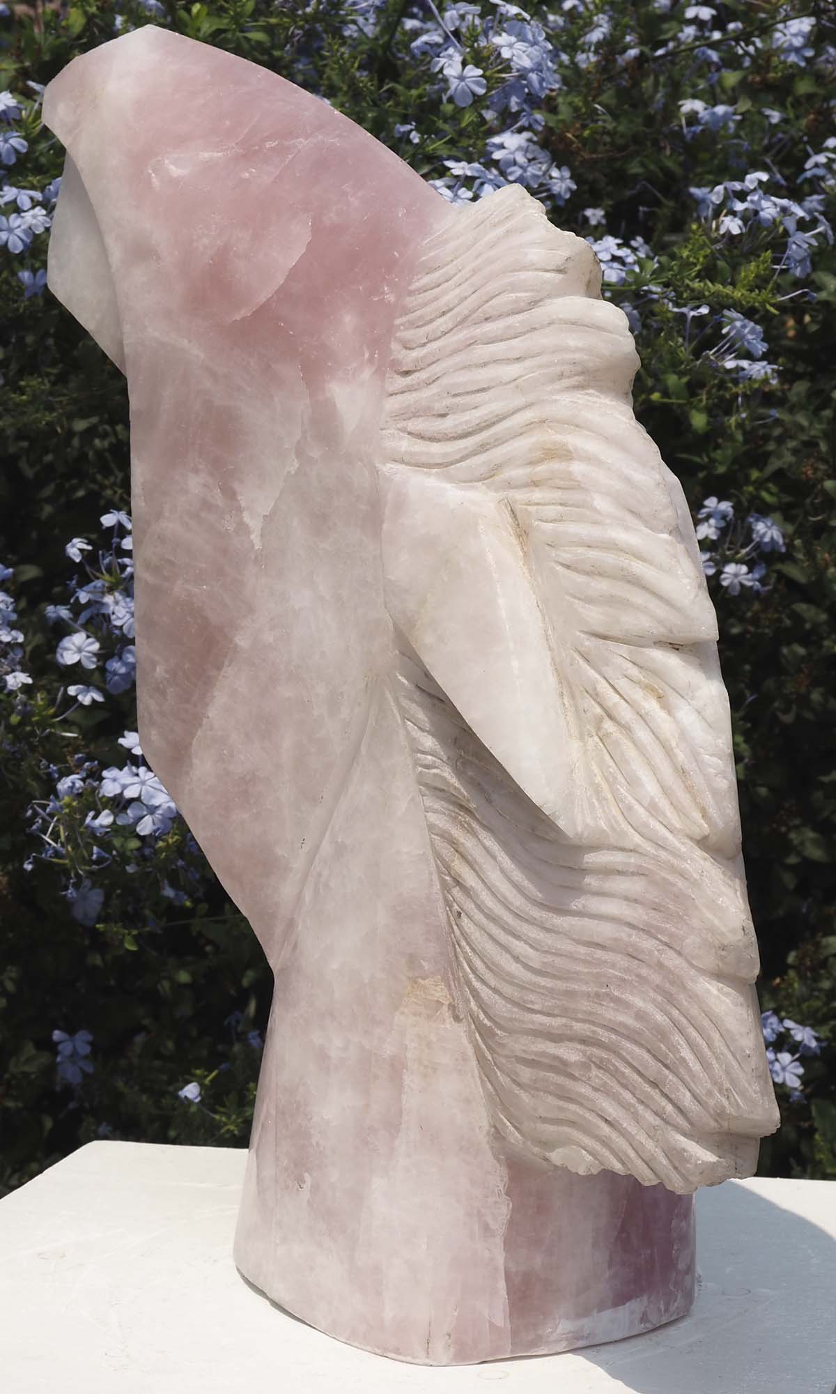 Horse head racehorse sculpture art - Startled Horse by Tendai Gwaravaza - right side, back