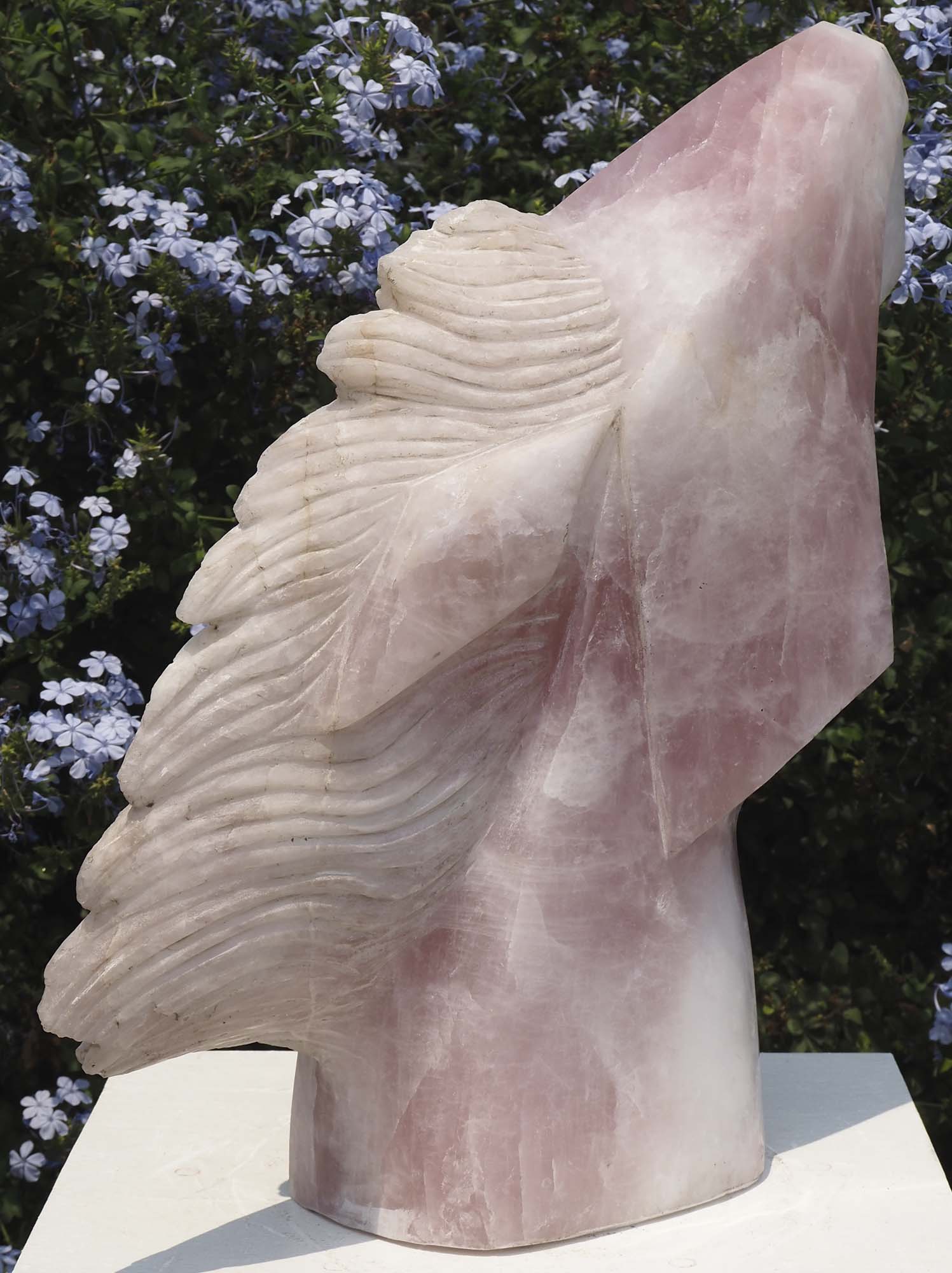 Horse head racehorse sculpture art - Startled Horse by Tendai Gwaravaza - left side, back