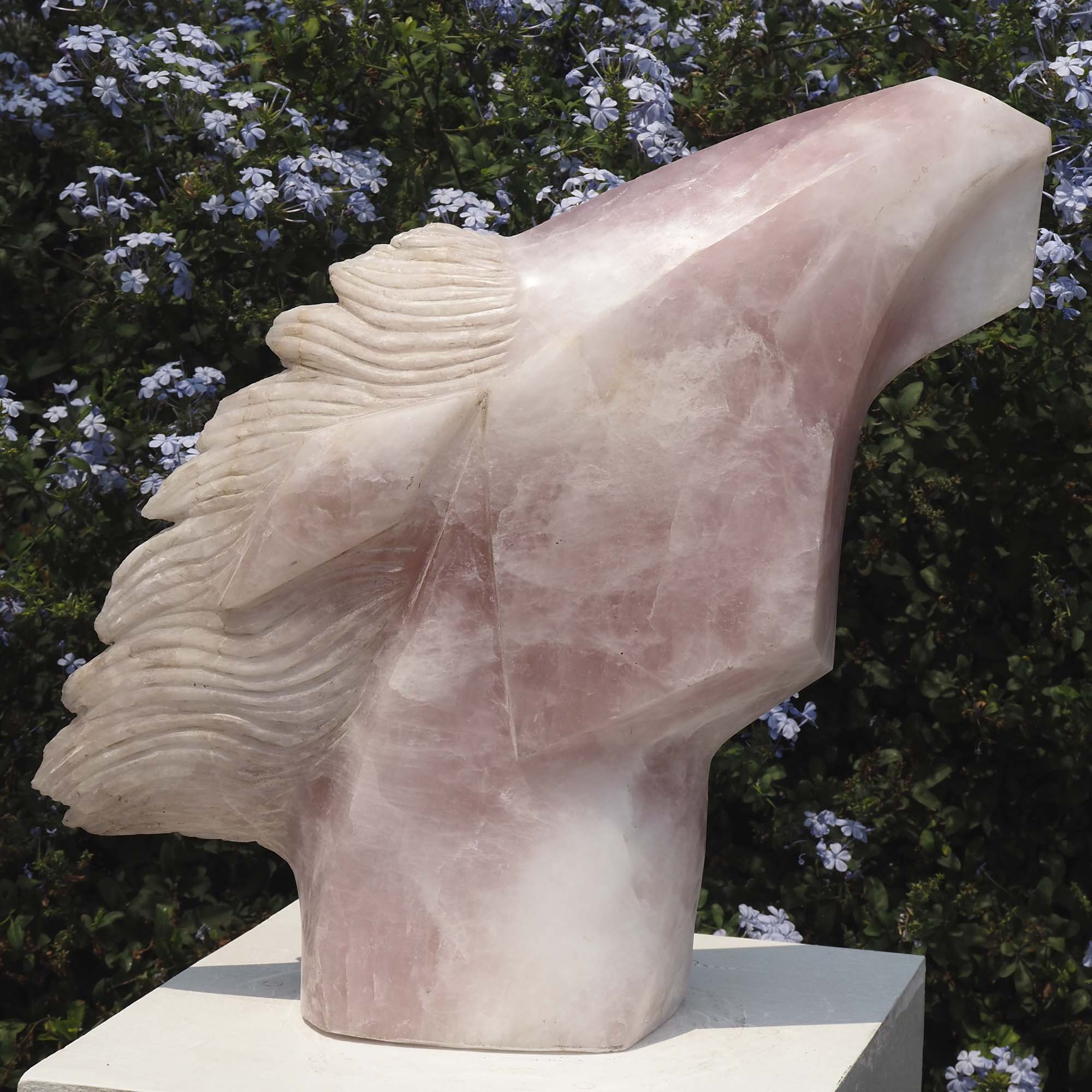 Horse head racehorse sculpture art - Startled Horse by Tendai Gwaravaza - left side