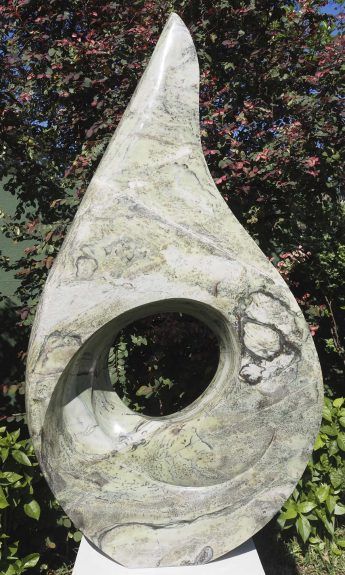 Large waveform stone garden sculpture - Ocean Wave by Tendai Gwaravaza - main image