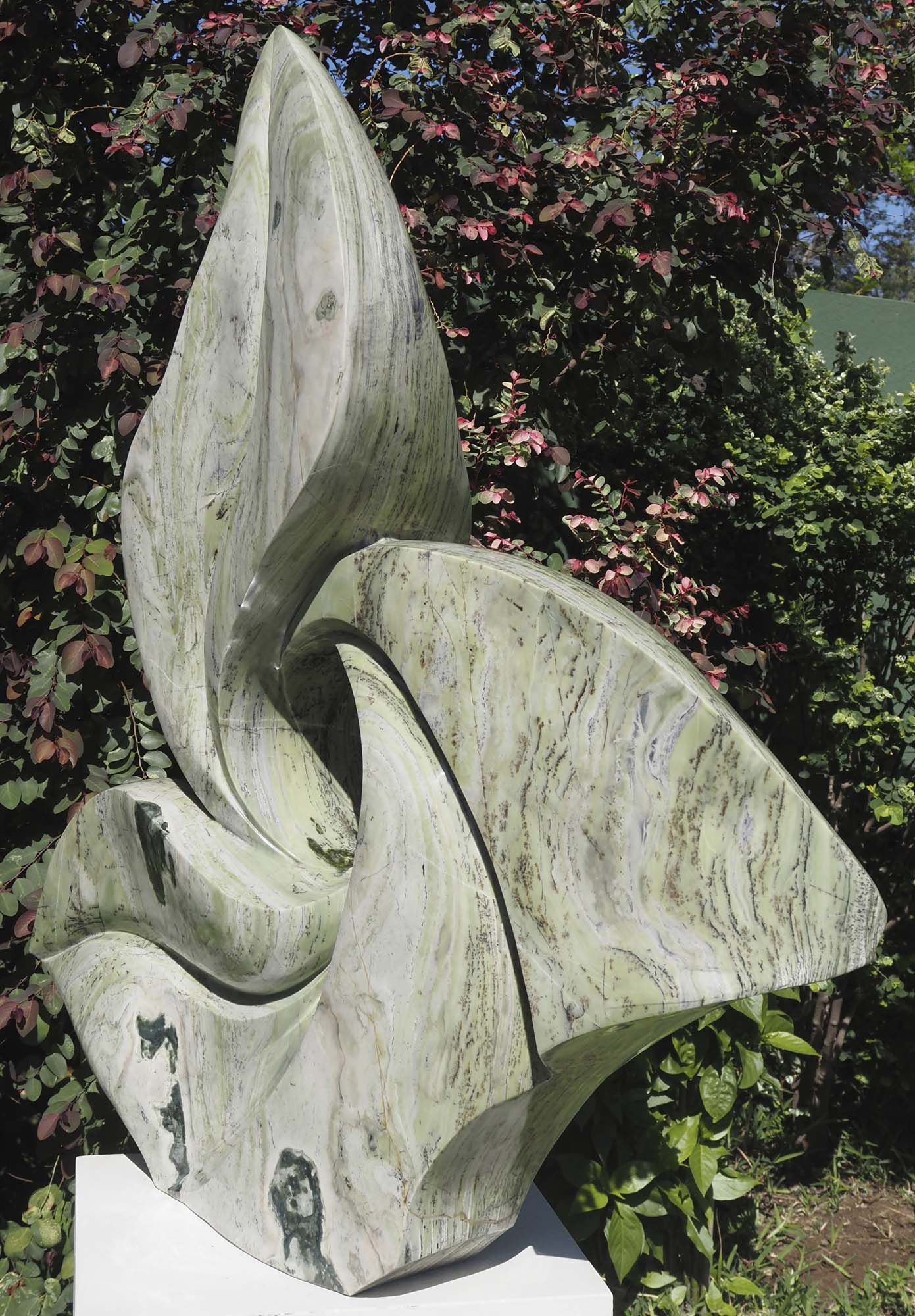 UK garden outdoor flower sculpture feature - Brighter Days by Tendai Gwaravaza - front right
