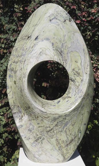 Round pale light outdoor garden sculpture - Soul Searching by Tendai Gwaravaza - main image