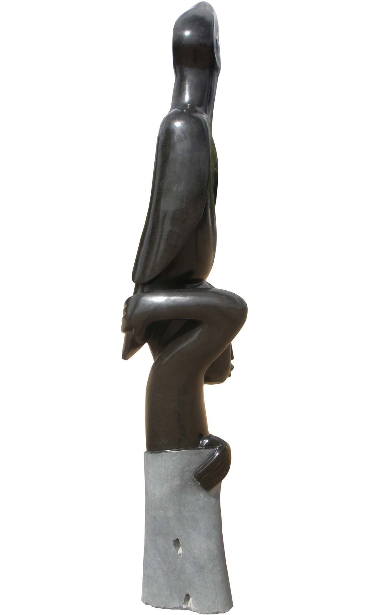 Imposing stone sculpture Spirit Messenger by famous artist Sylvester Mubayi from Zimbabwe - left side