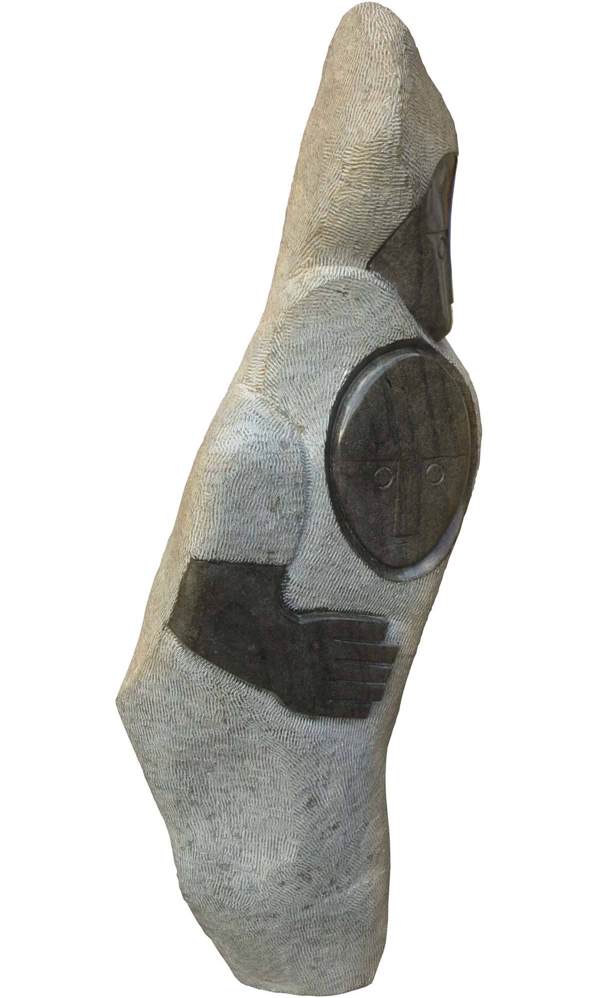 Shona stone sculpture Grandmother And Grandson by famous Zimbabwean sculptor Henry Munyaradzi - left side