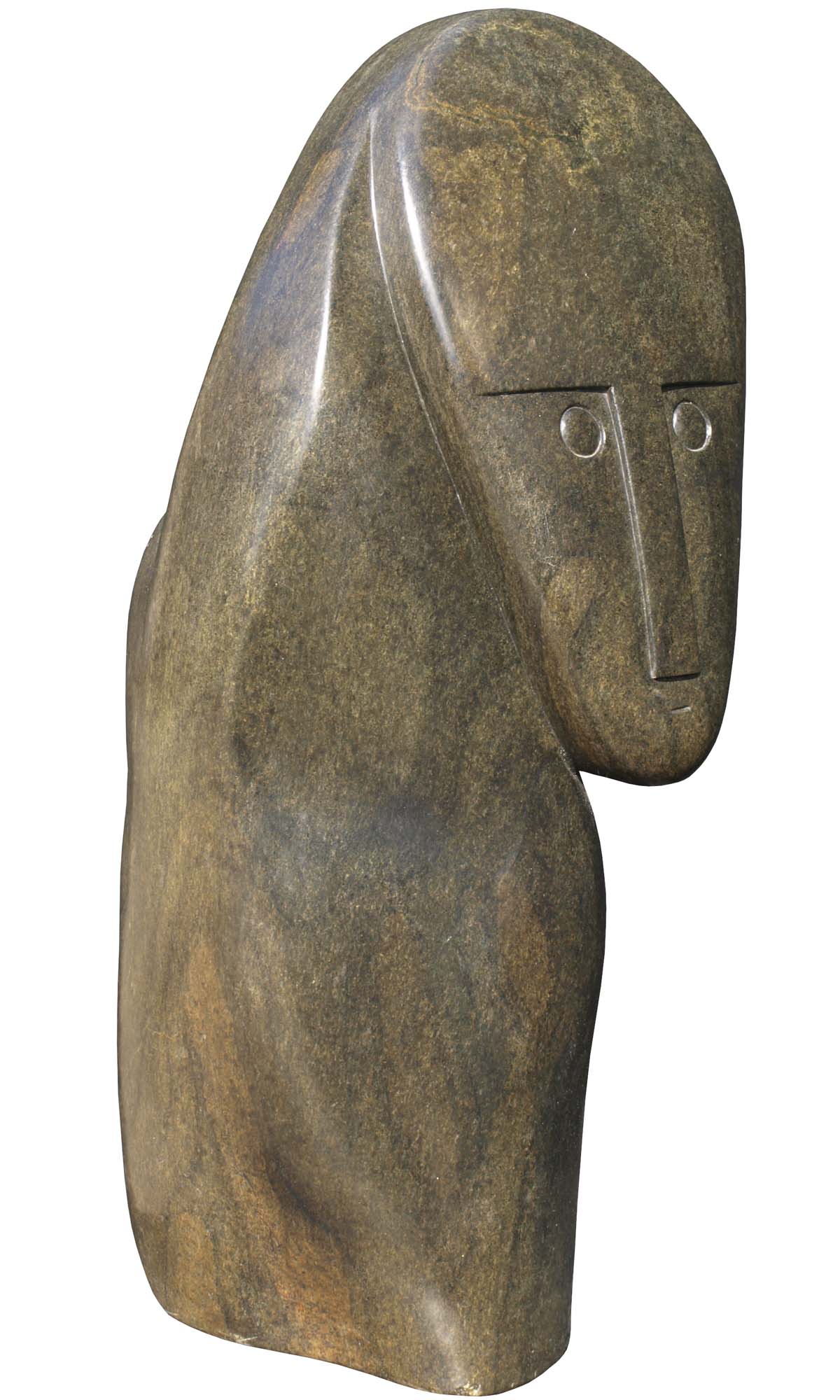 Shona stone sculpture Traditional Spirit Man by Zimbabwe's most famous sculptor Henry Munyaradzi - left side