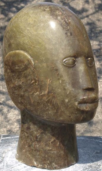 Self portrait original stone sculpture - Shona Head by famous Zimbabwean artist Sylvester Mubayi - main image