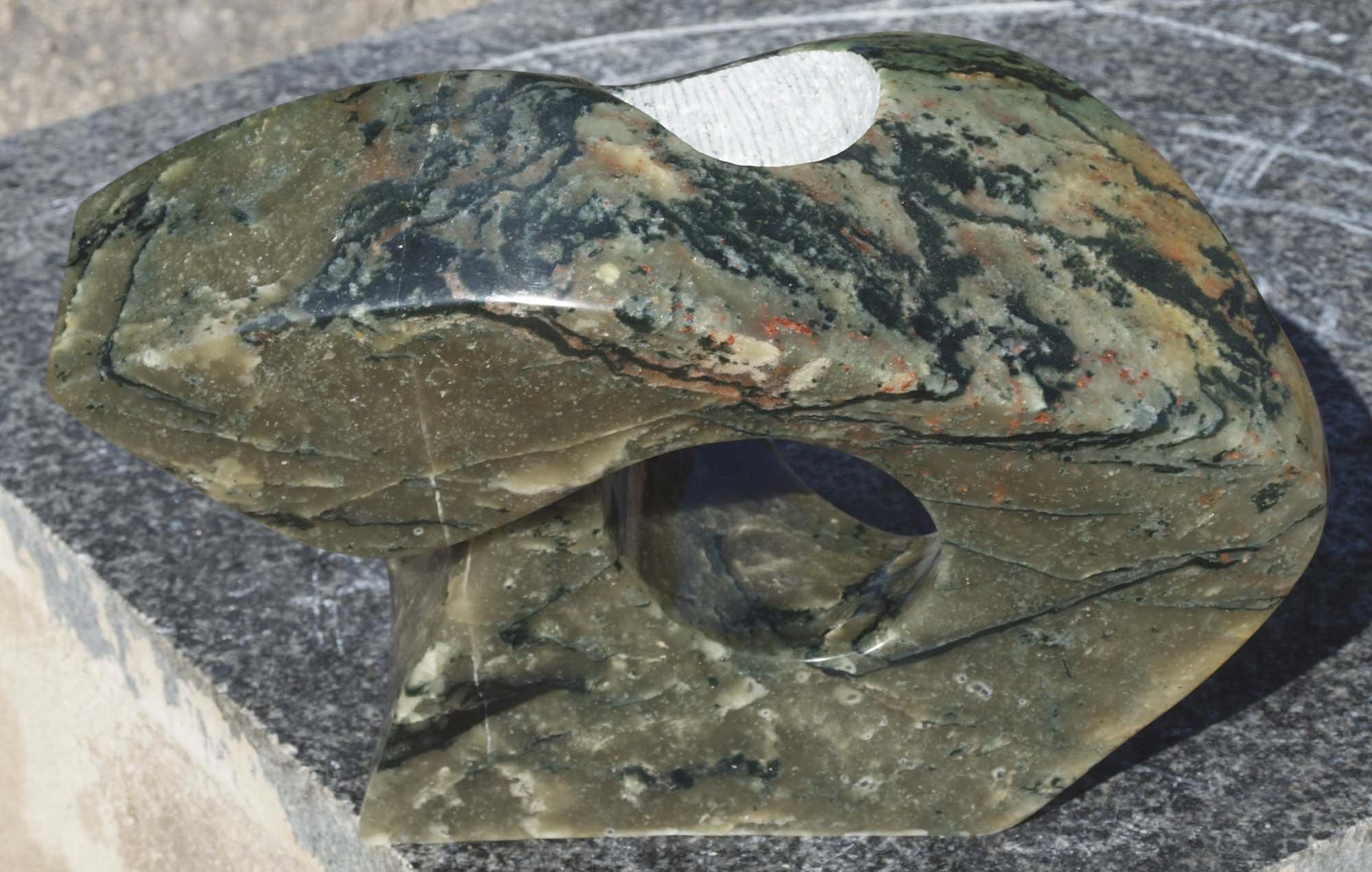 Affordable art abstract stone sculpture - New Leaf by Antony Masamba - front from above