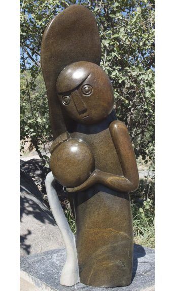 Large unique stone sculpture - Thanksgiving by Shona artist Edward Chiwawa - main image
